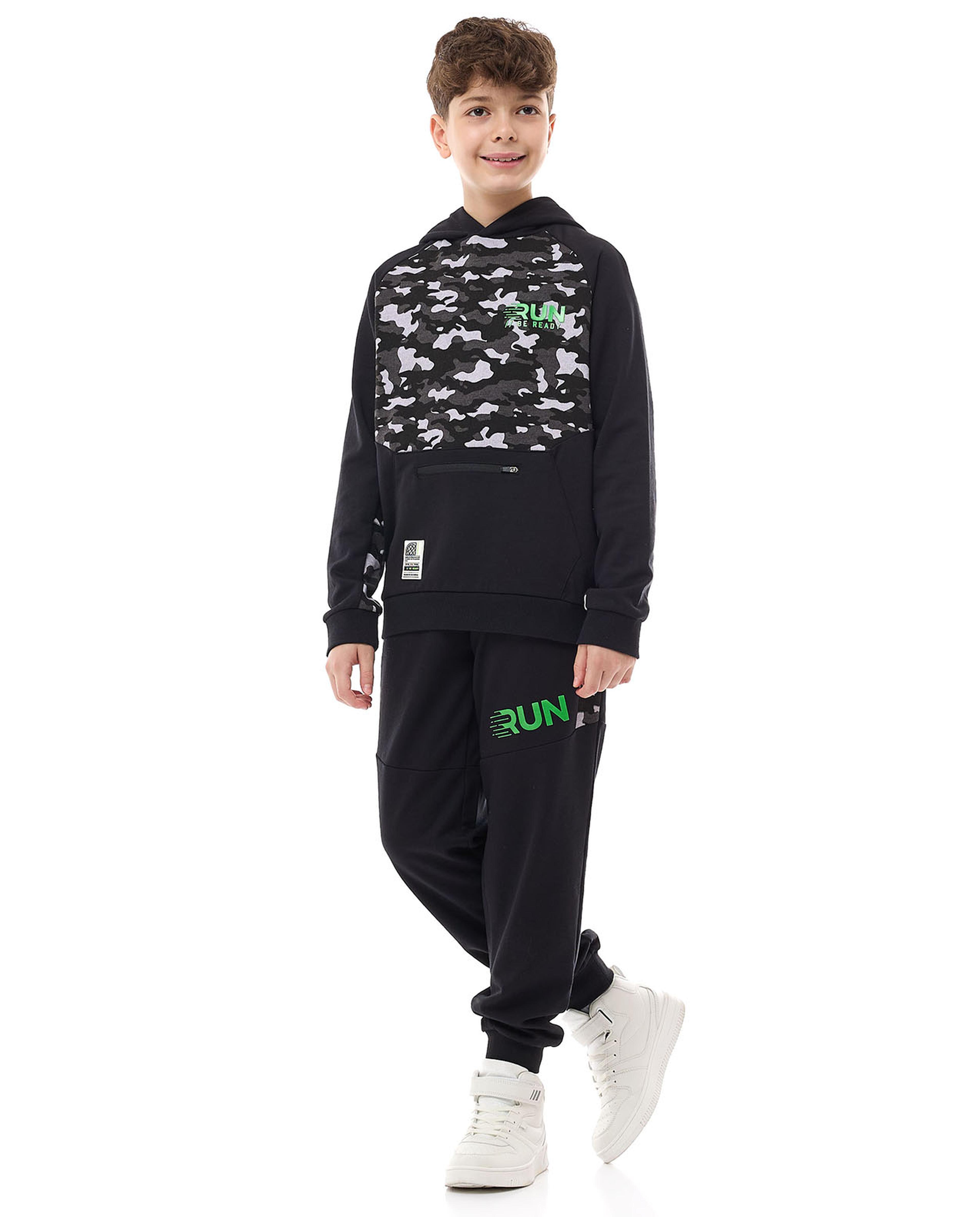 Camo Print Hoodie and Joggers Set