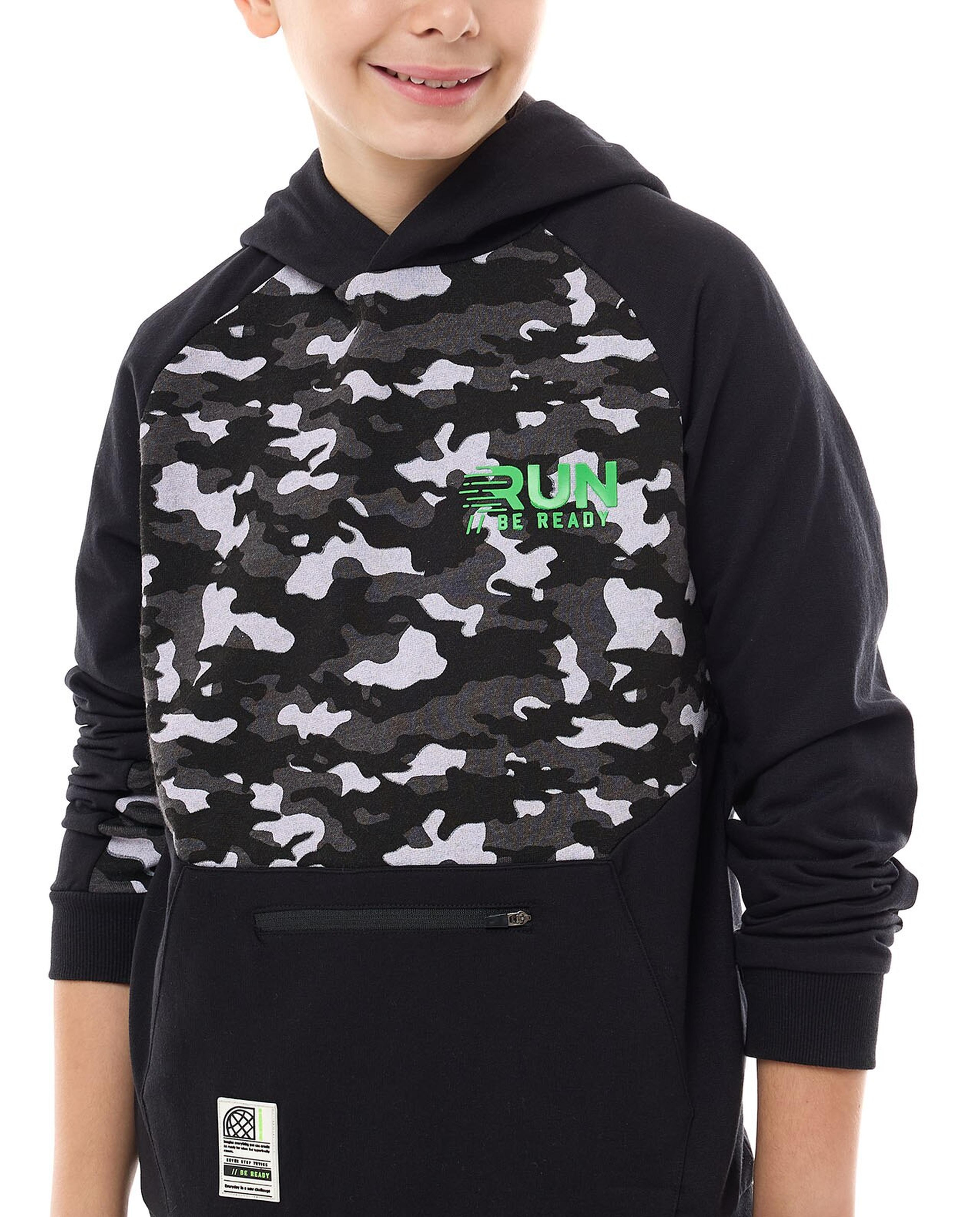 Camo Print Hoodie and Joggers Set