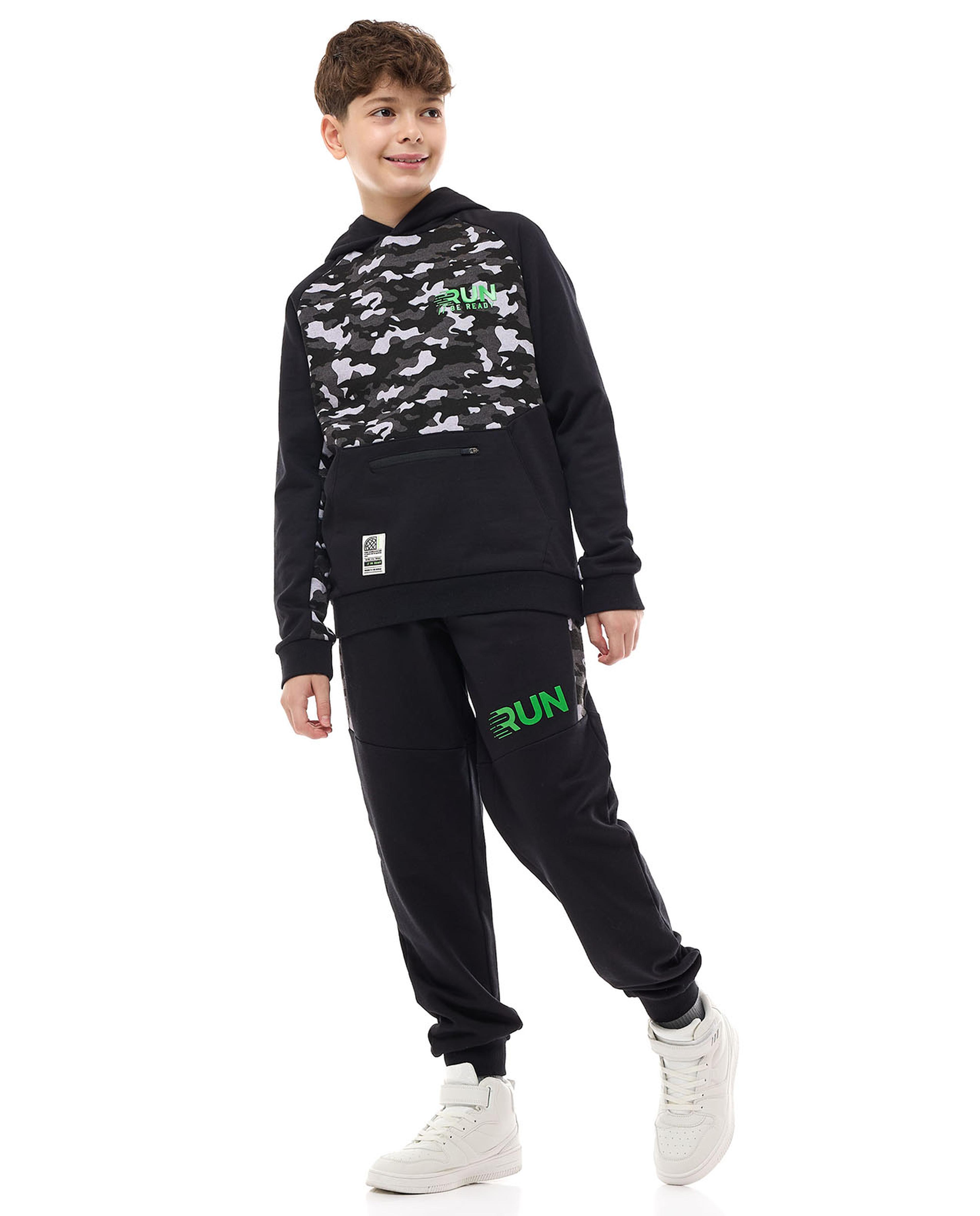 Camo Print Hoodie and Joggers Set