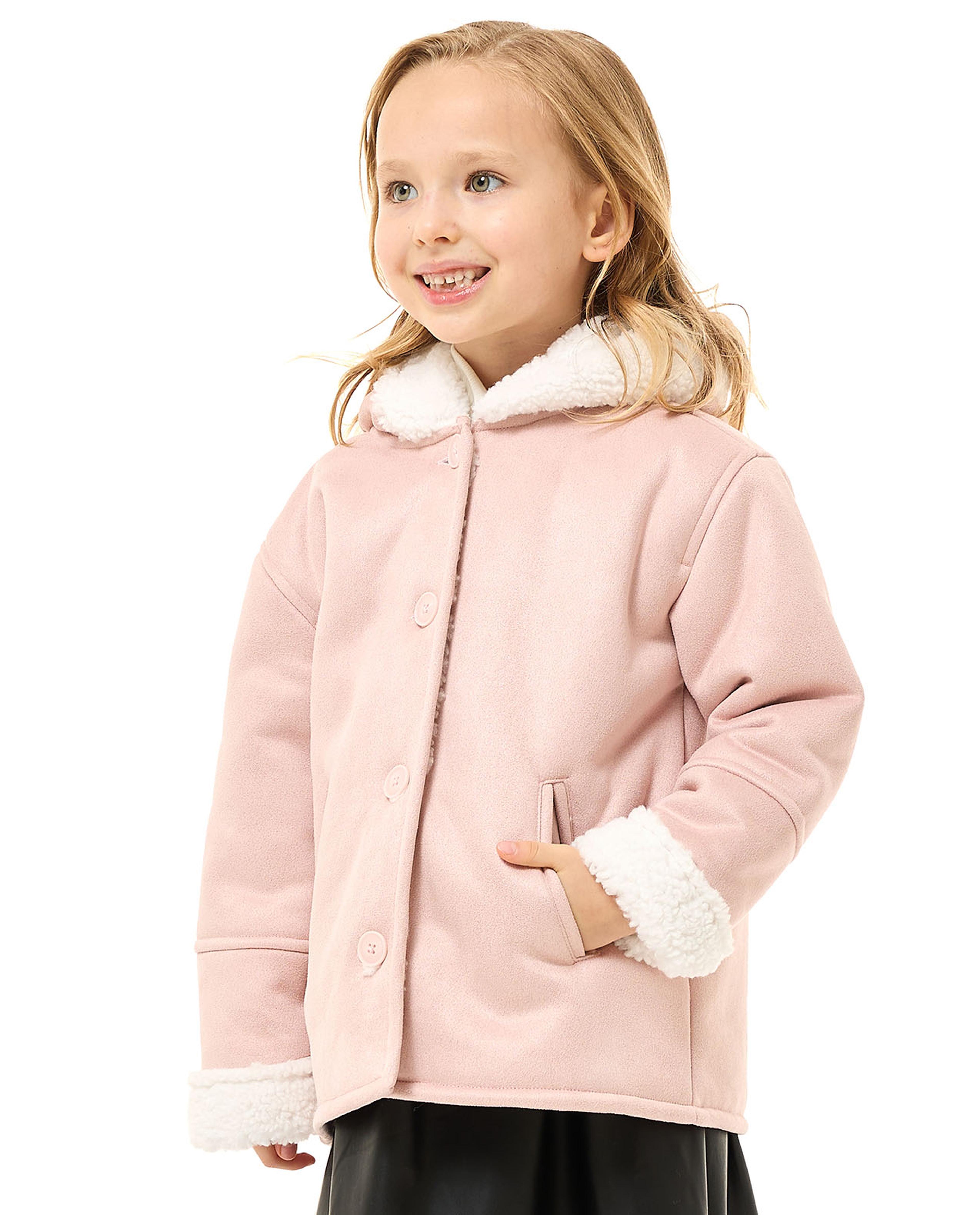 Sherpa Trim Jacket with Button Closure