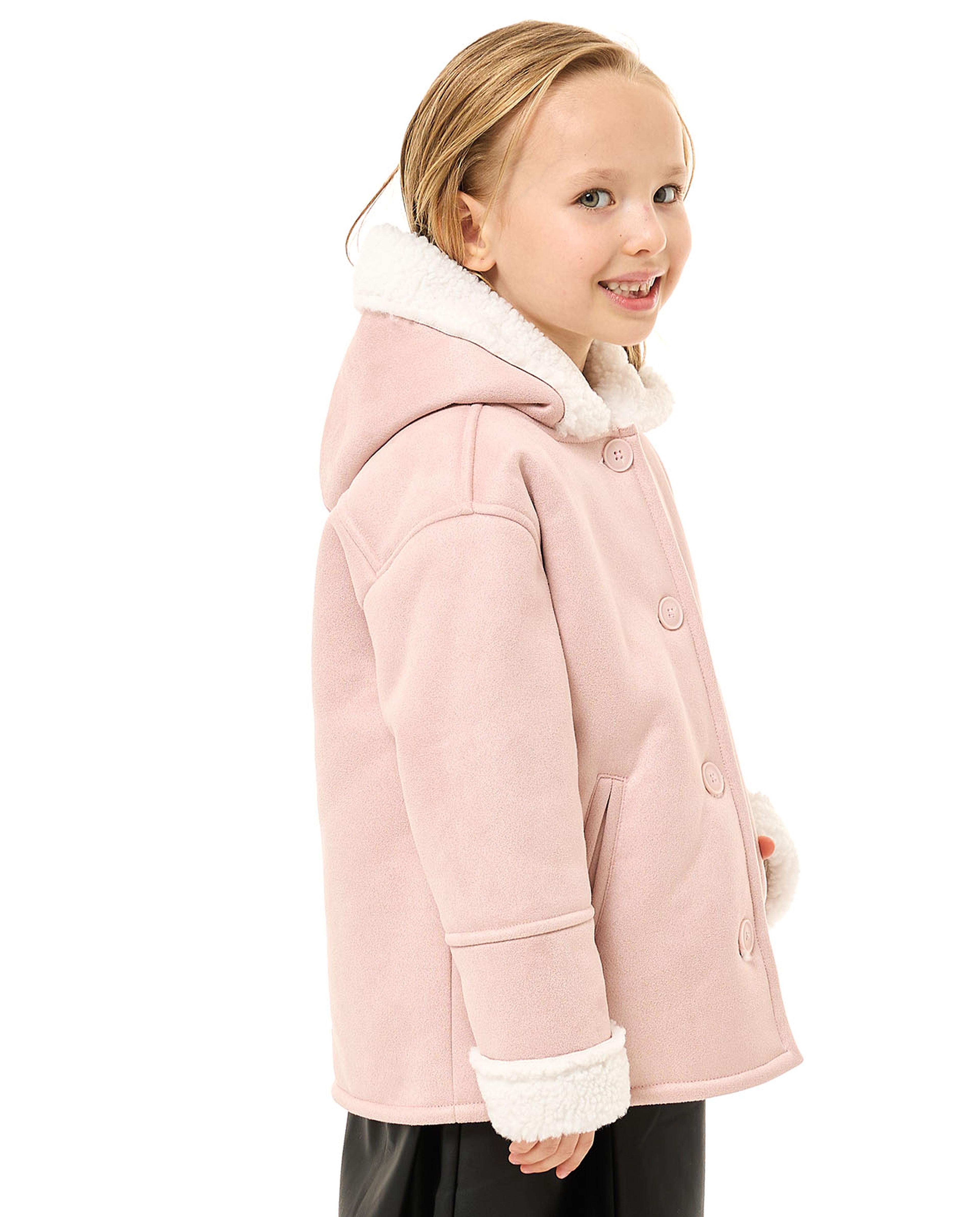 Sherpa Trim Jacket with Button Closure