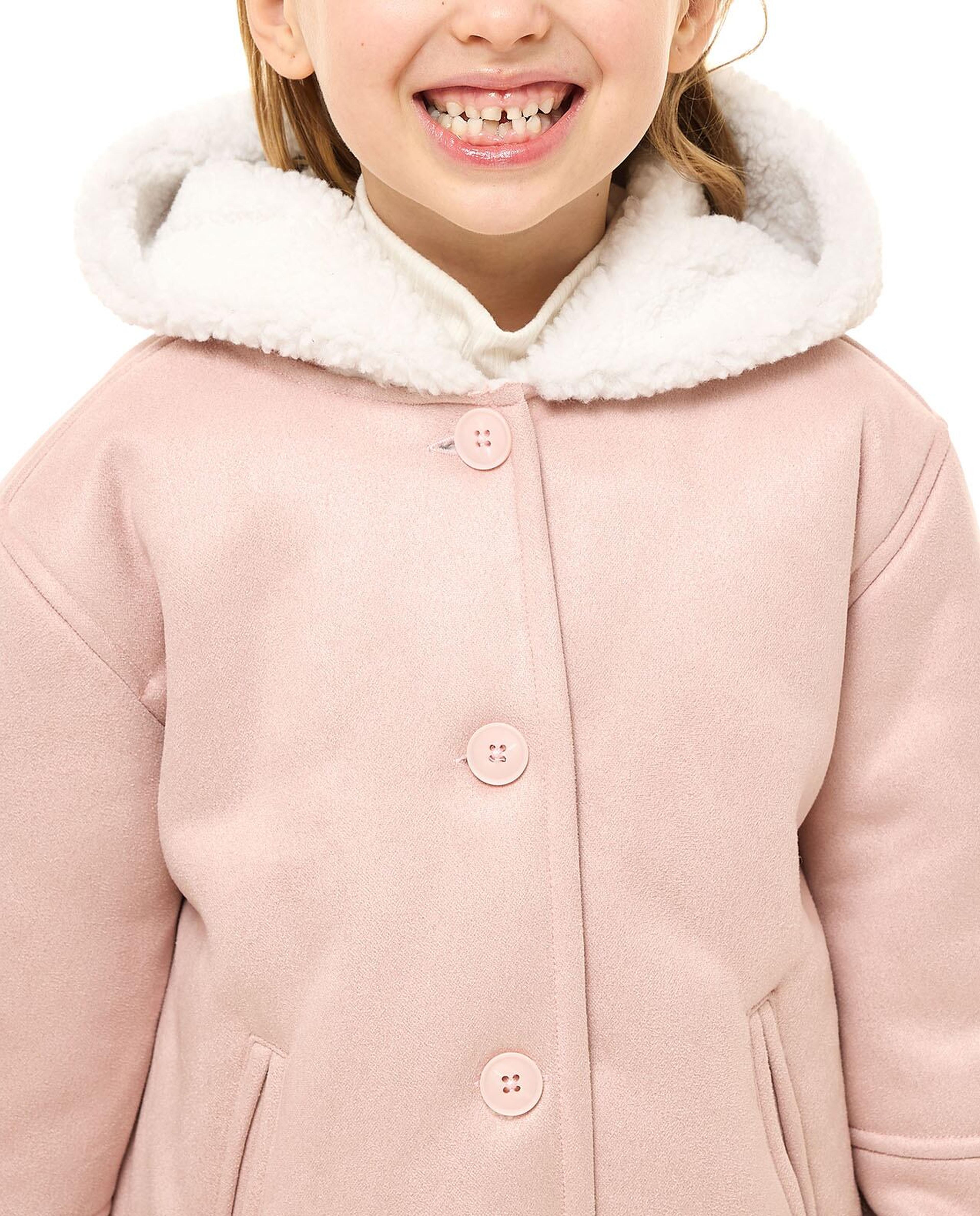 Sherpa Trim Jacket with Button Closure