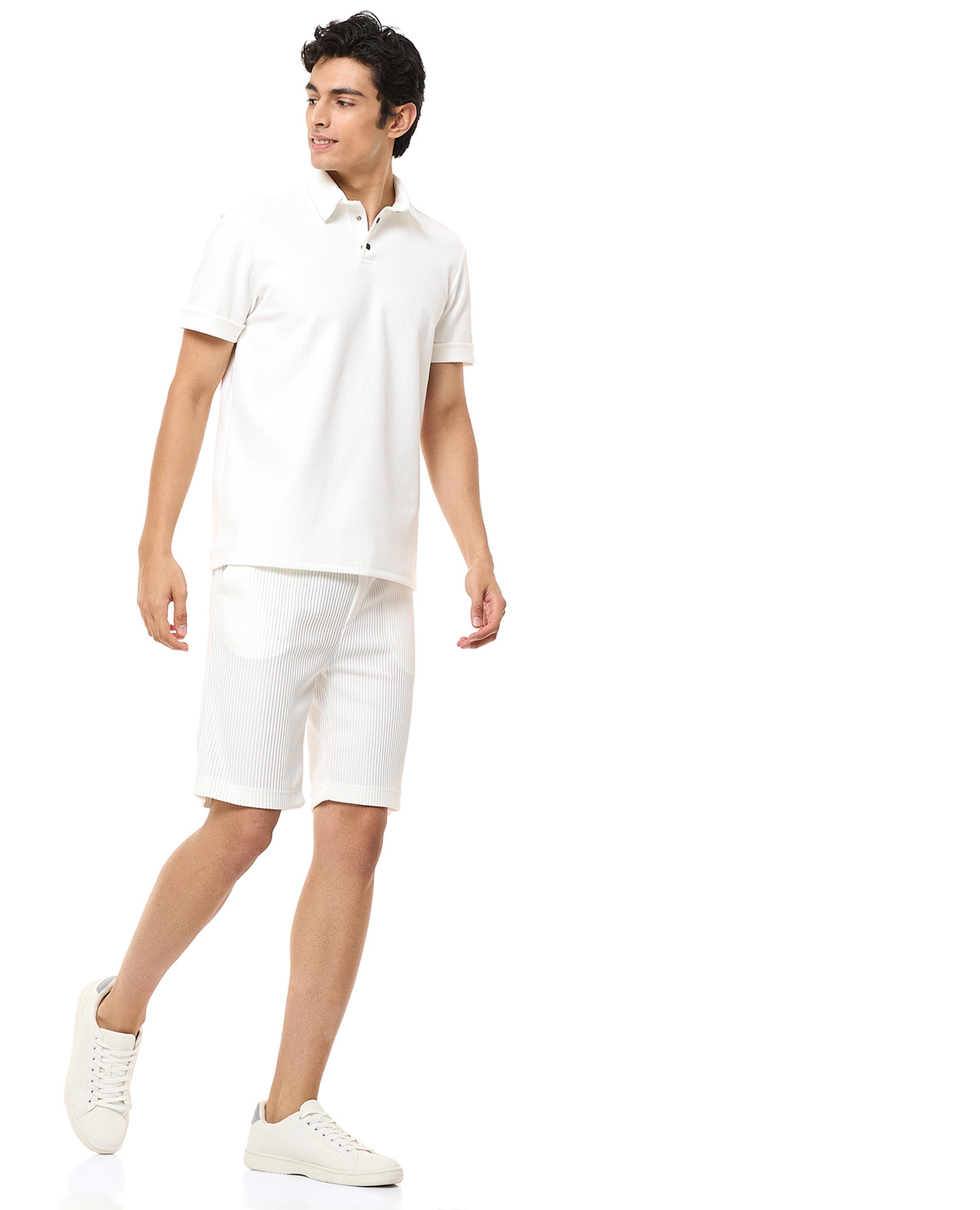 Ribbed Shorts with Drawstring Waist