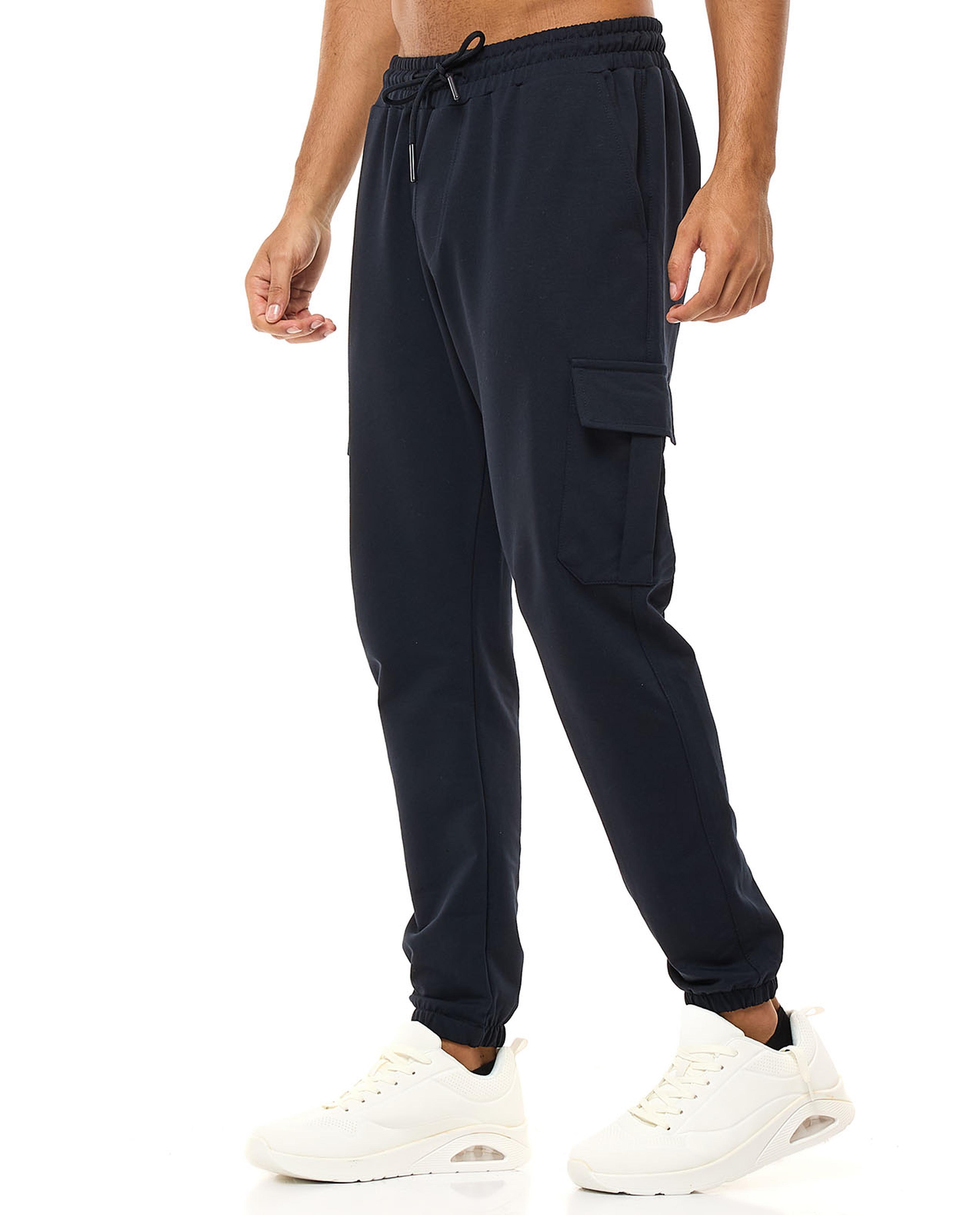 Solid Cargo Joggers with Drawstring Waist
