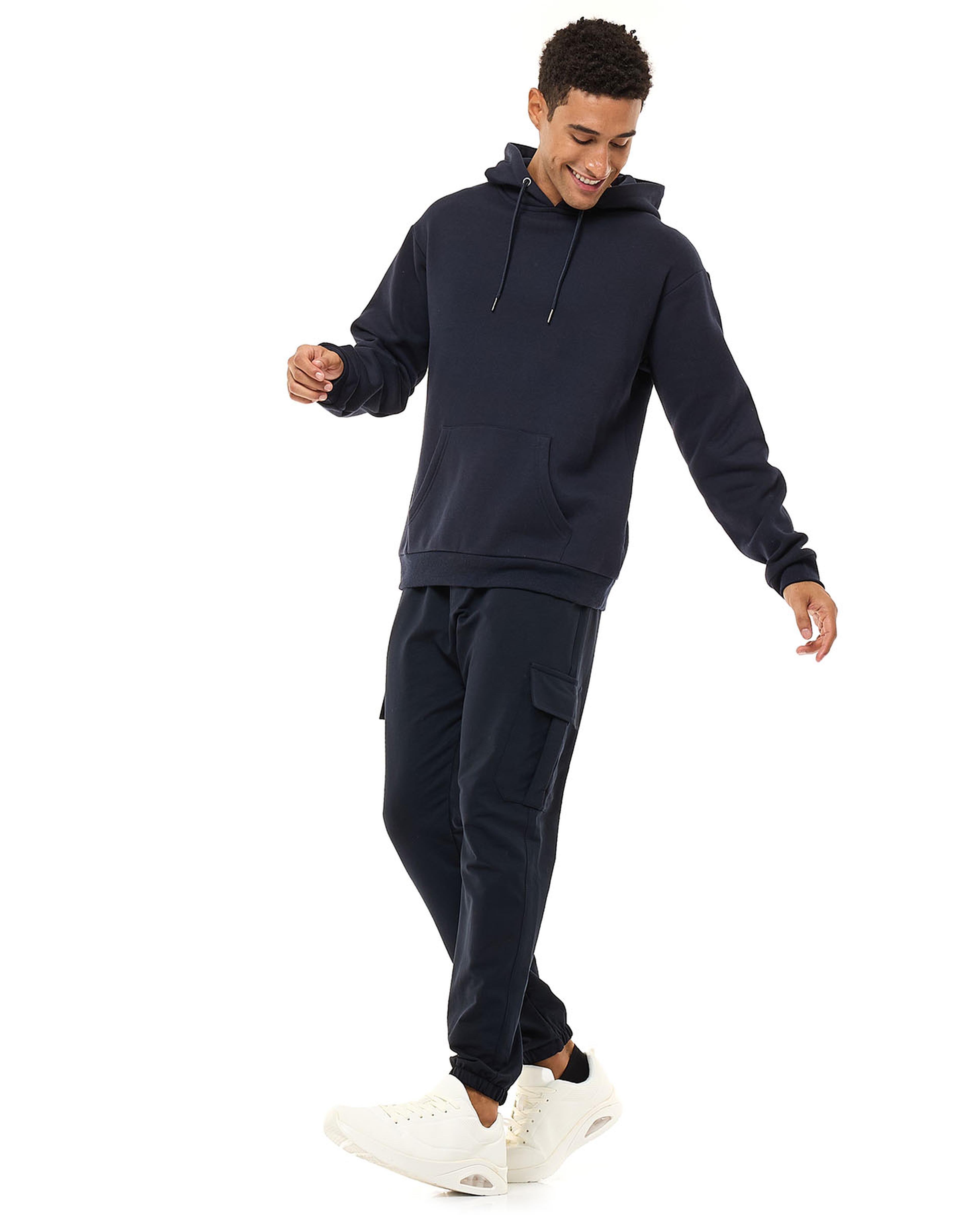 Solid Cargo Joggers with Drawstring Waist