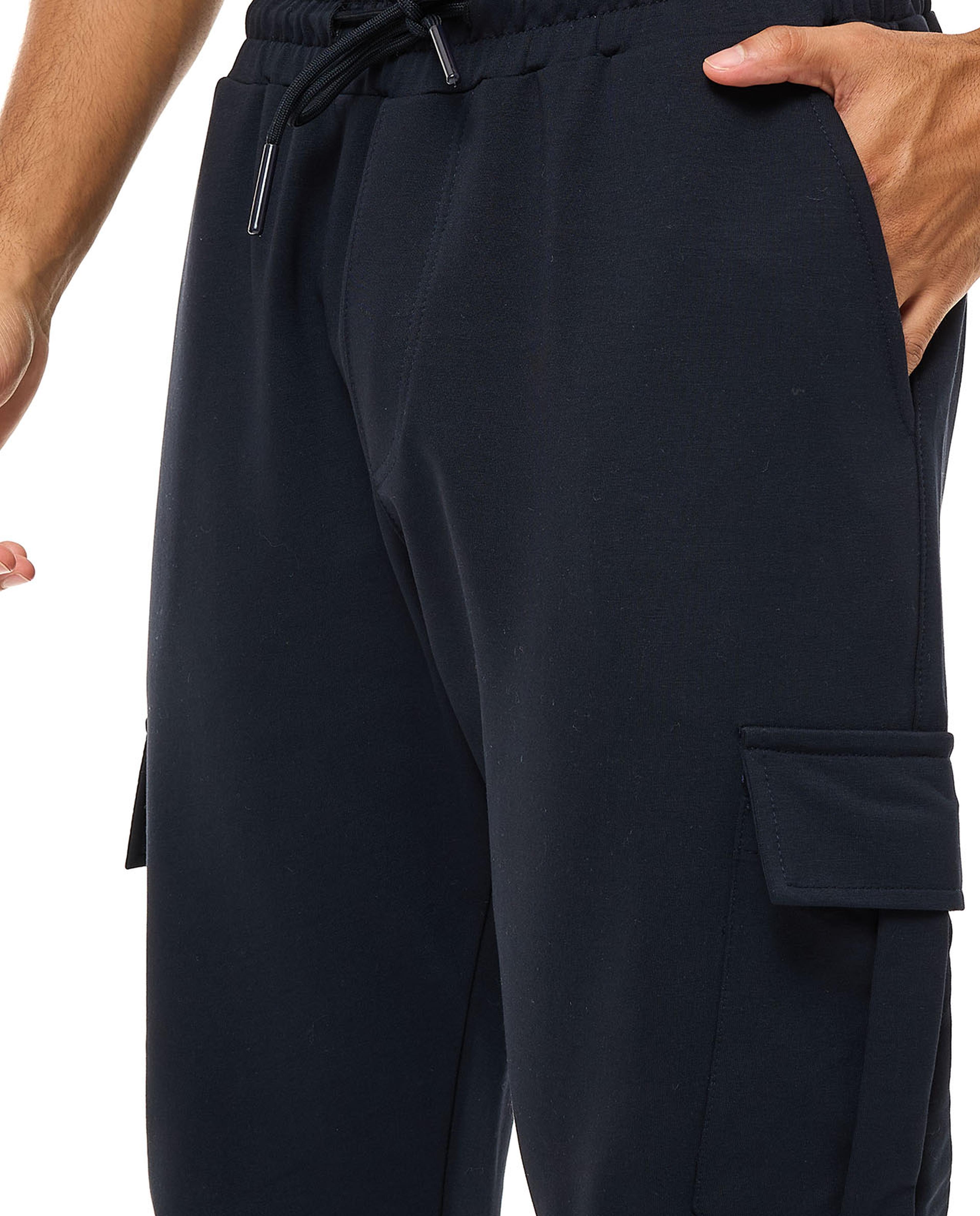 Solid Cargo Joggers with Drawstring Waist