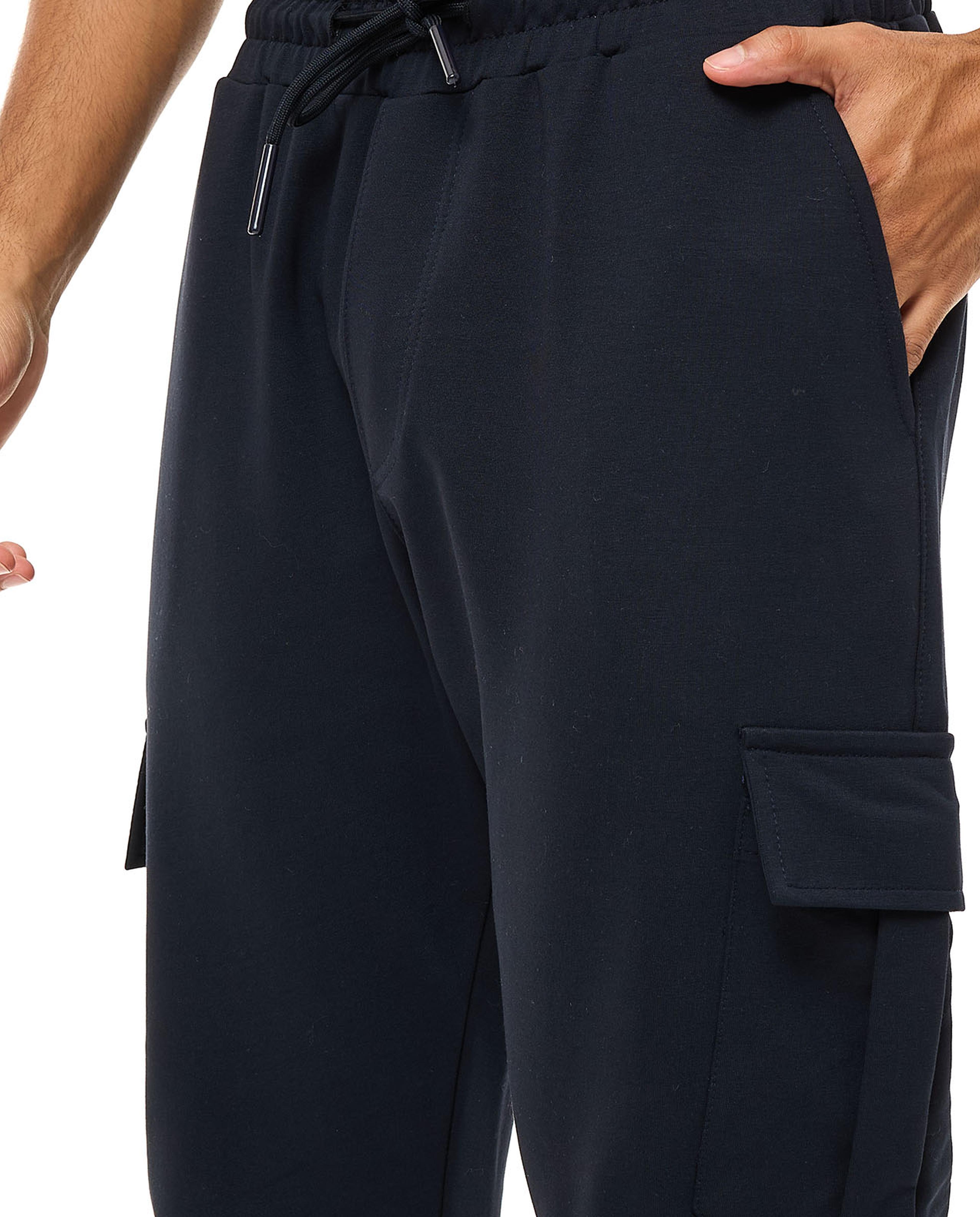Solid Cargo Joggers with Drawstring Waist