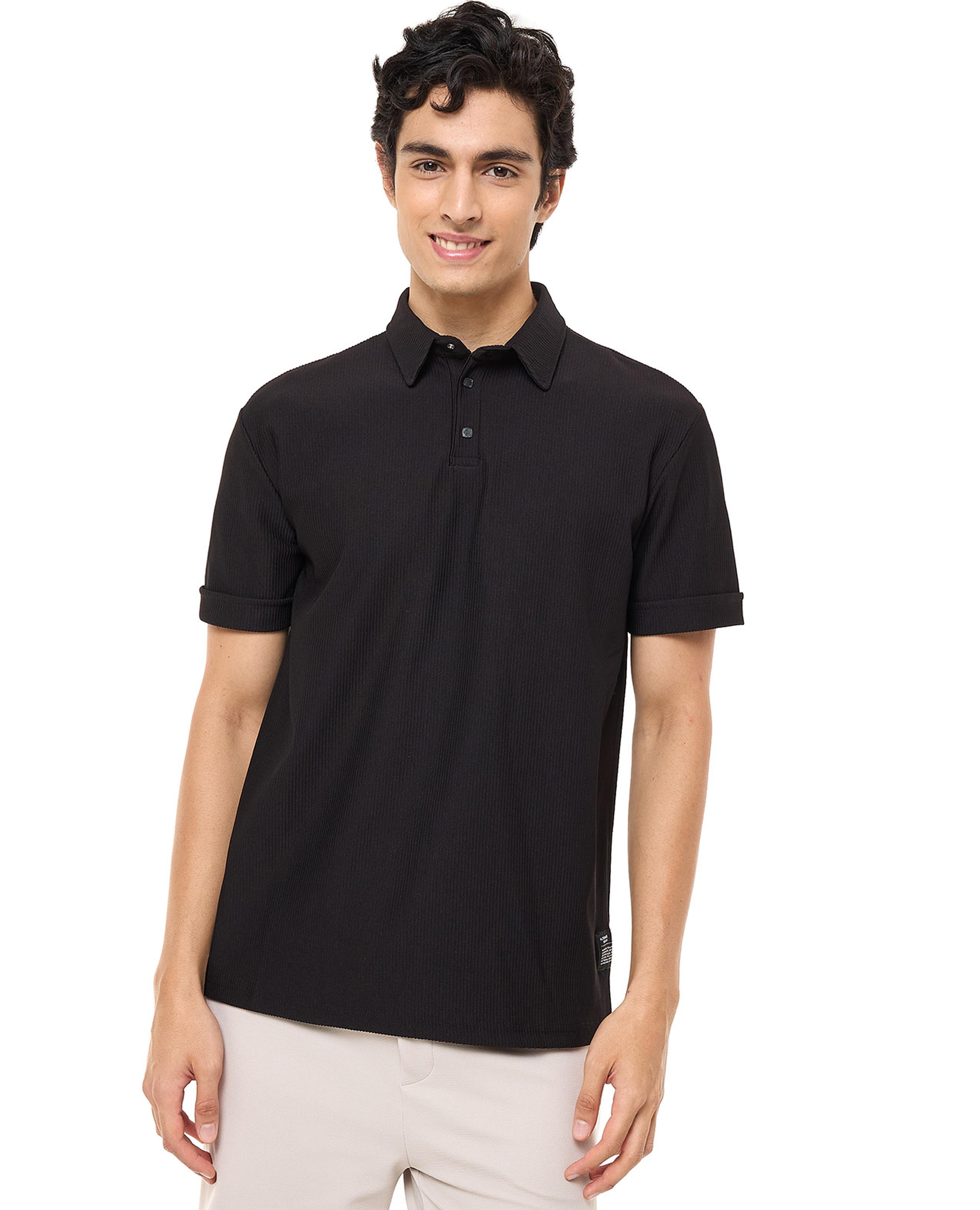 تيشيرت بولو سادة بأكمام قصيرة