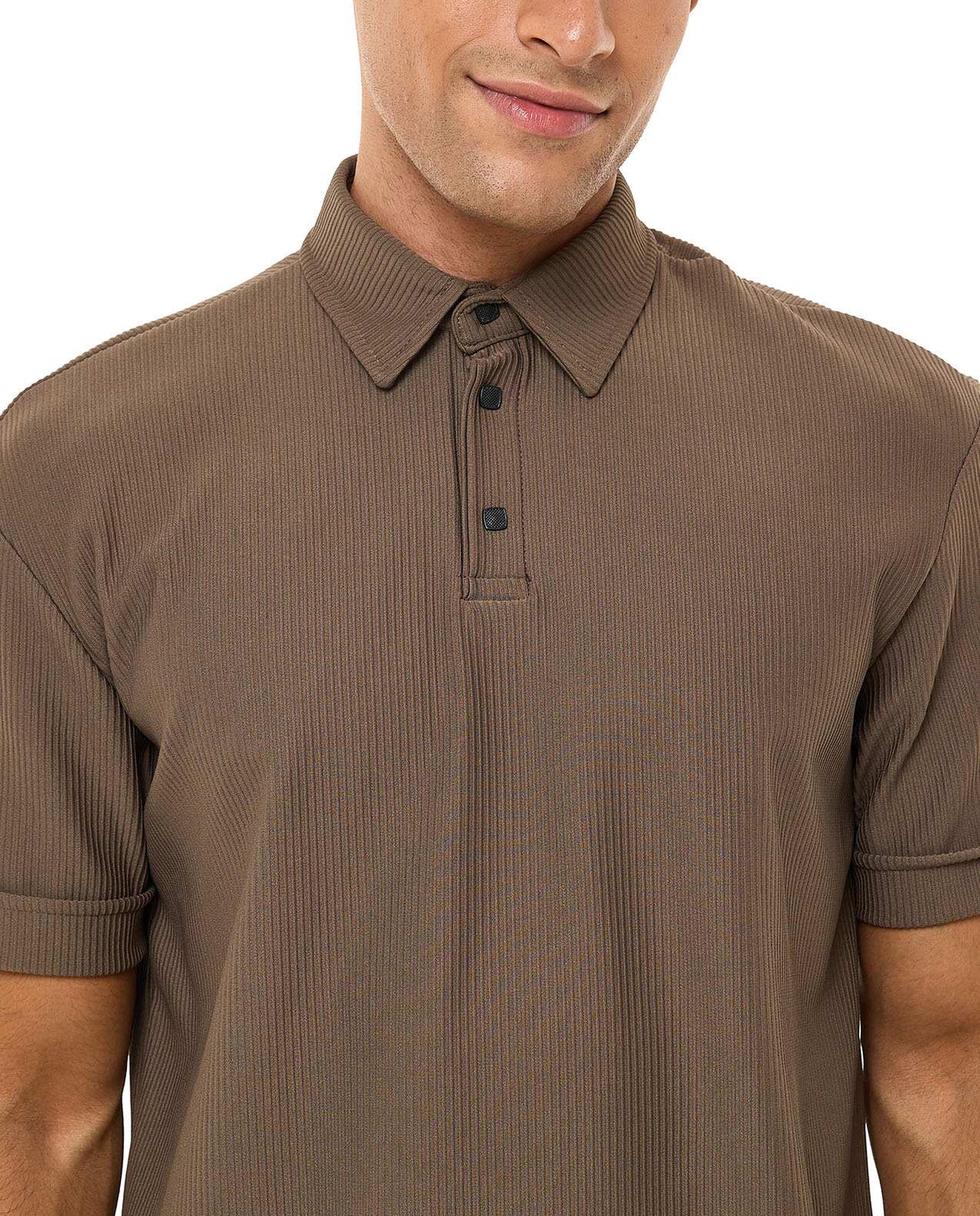 Solid Polo T-Shirt with Short Sleeves