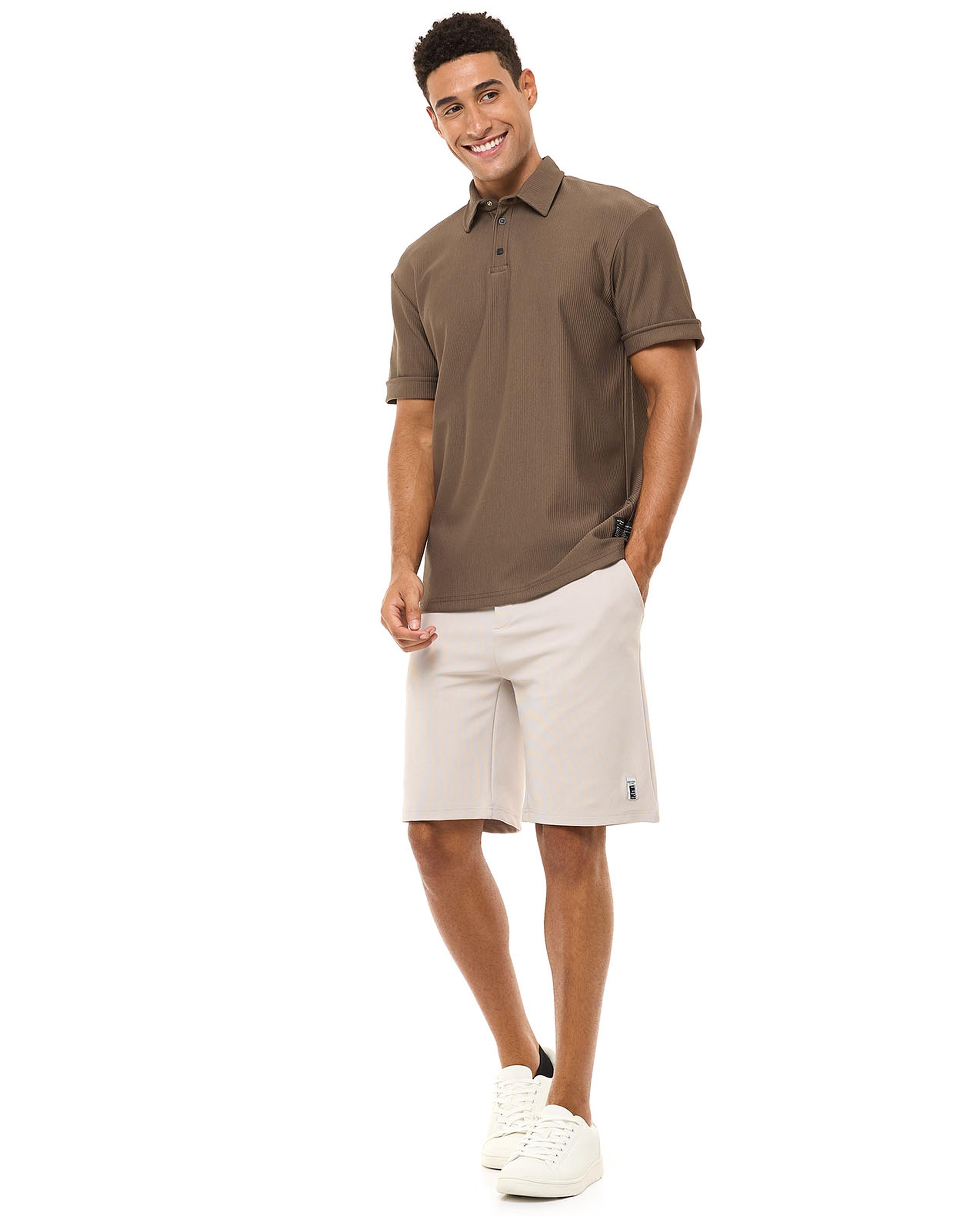 Solid Polo T-Shirt with Short Sleeves