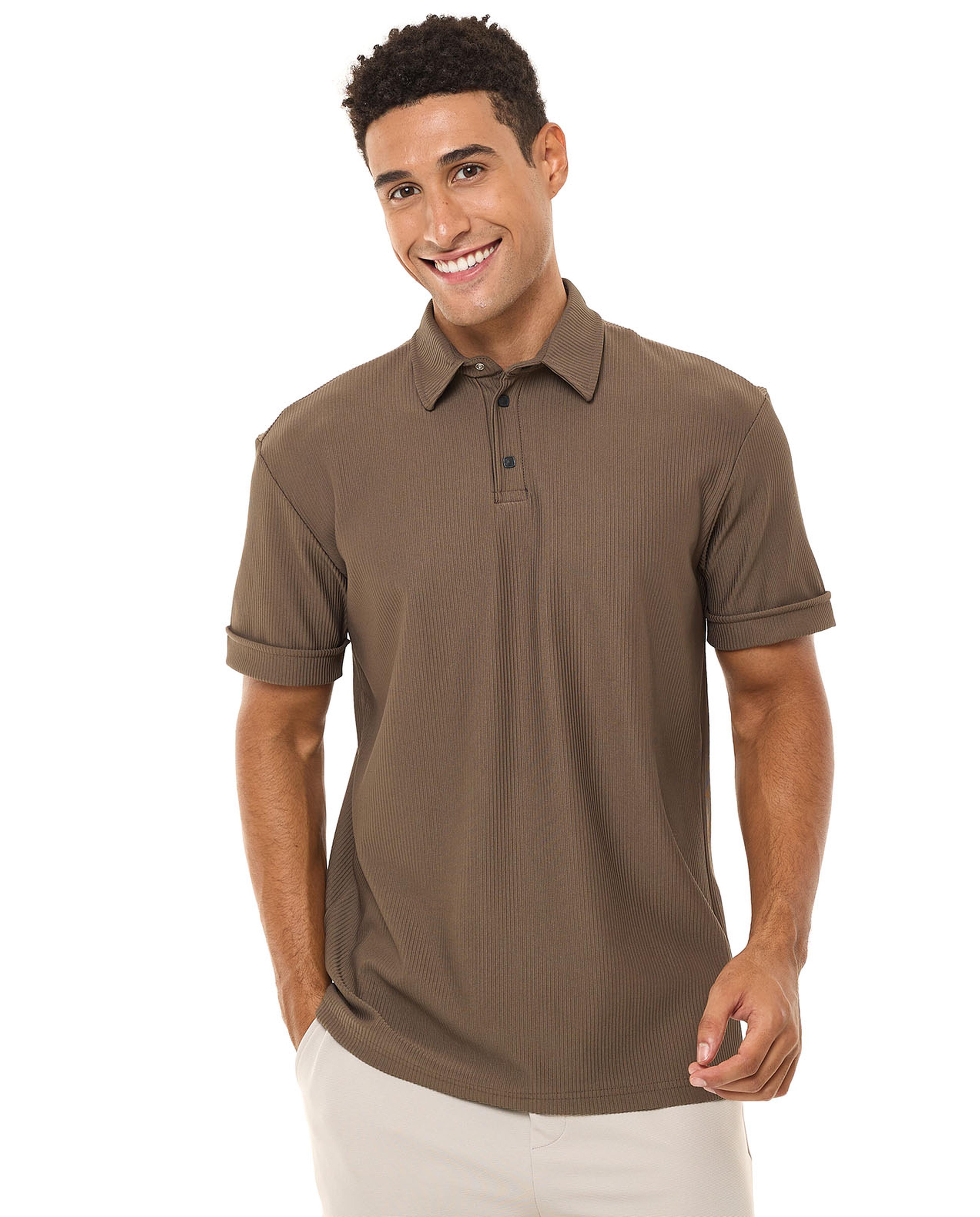 Solid Polo T-Shirt with Short Sleeves