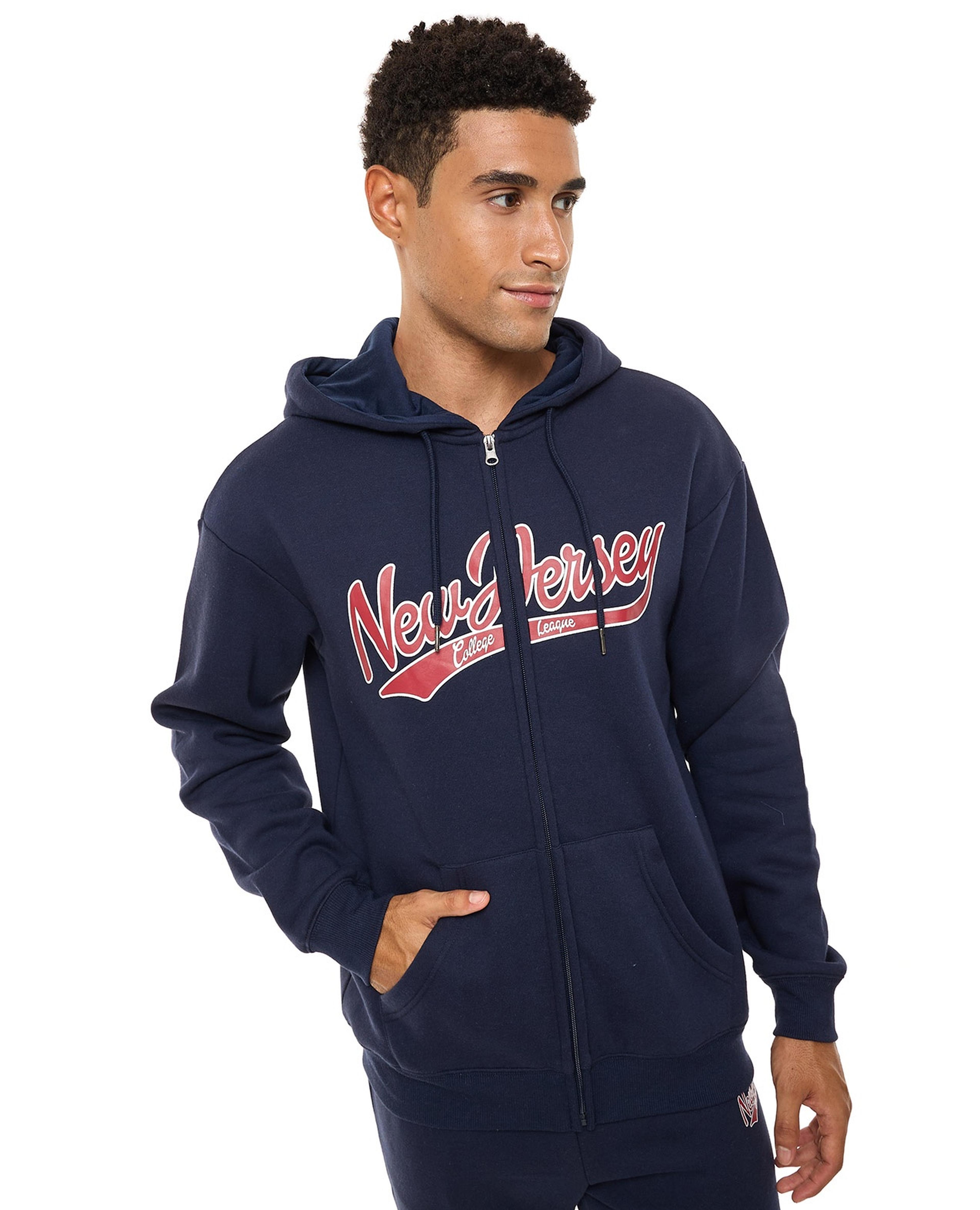 Varsity Hoodie Jacket with Zipper Closure