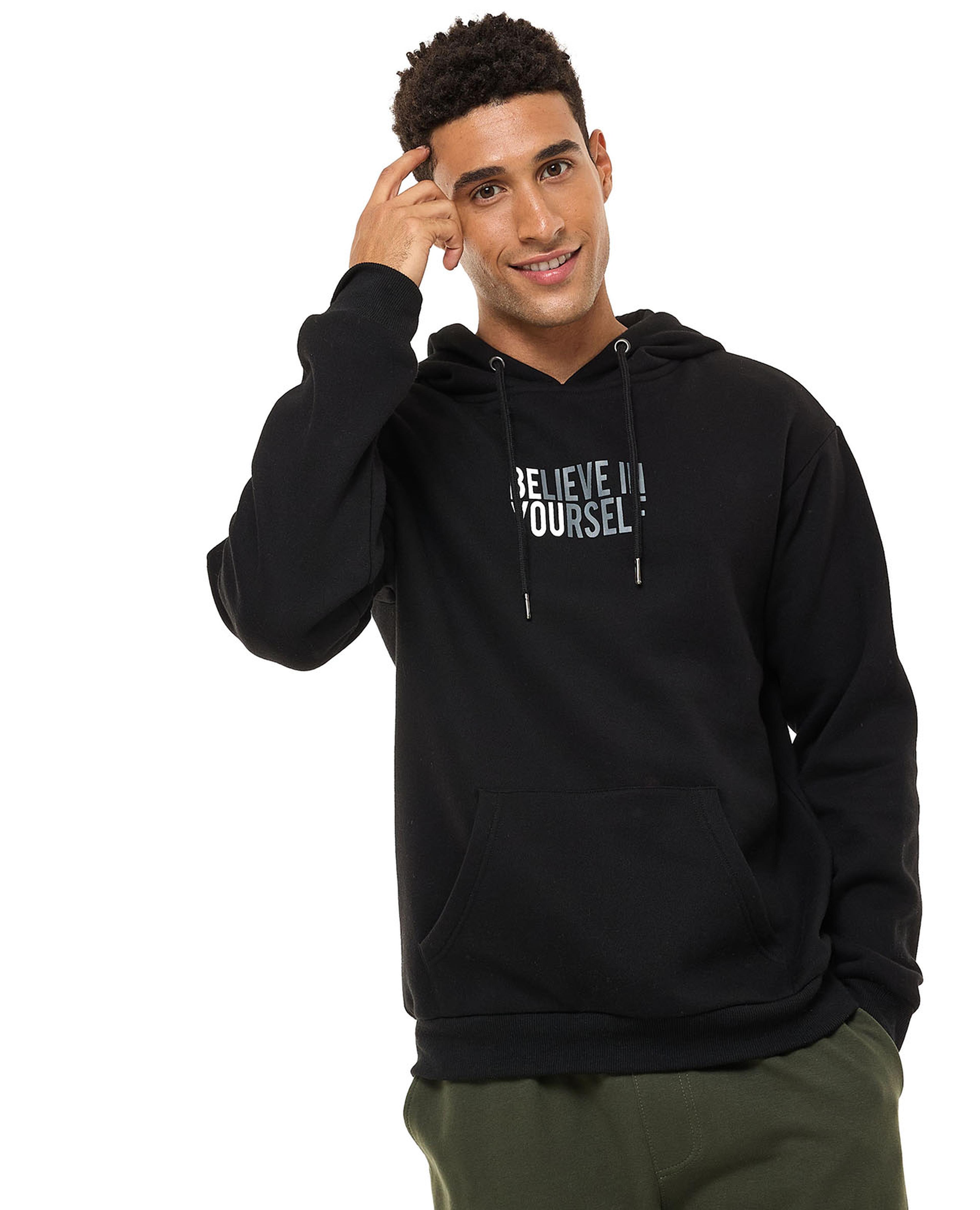 Print Detail Hoodie with Long Sleeves