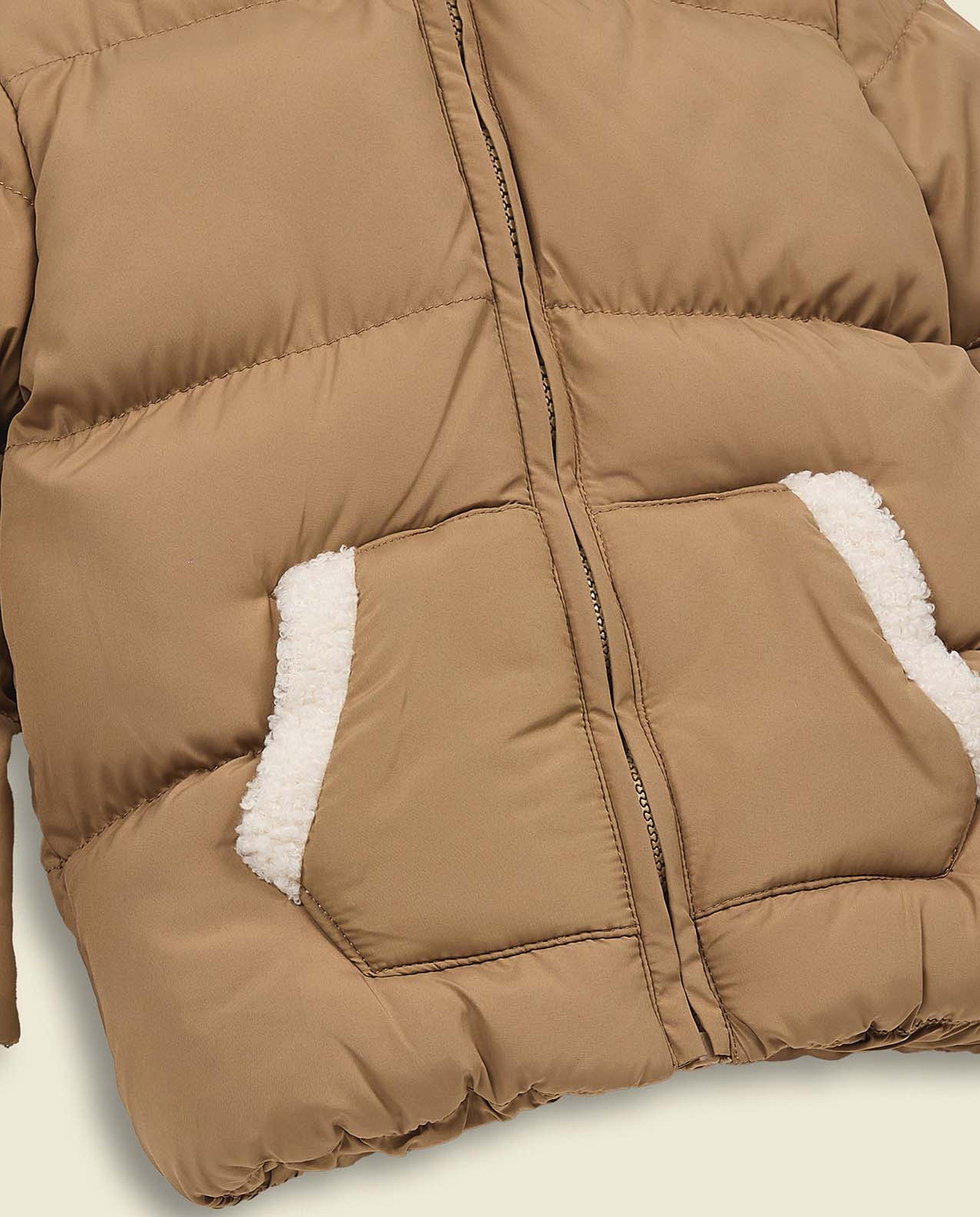 Quilted Hooded Jacket with Zipper Closure