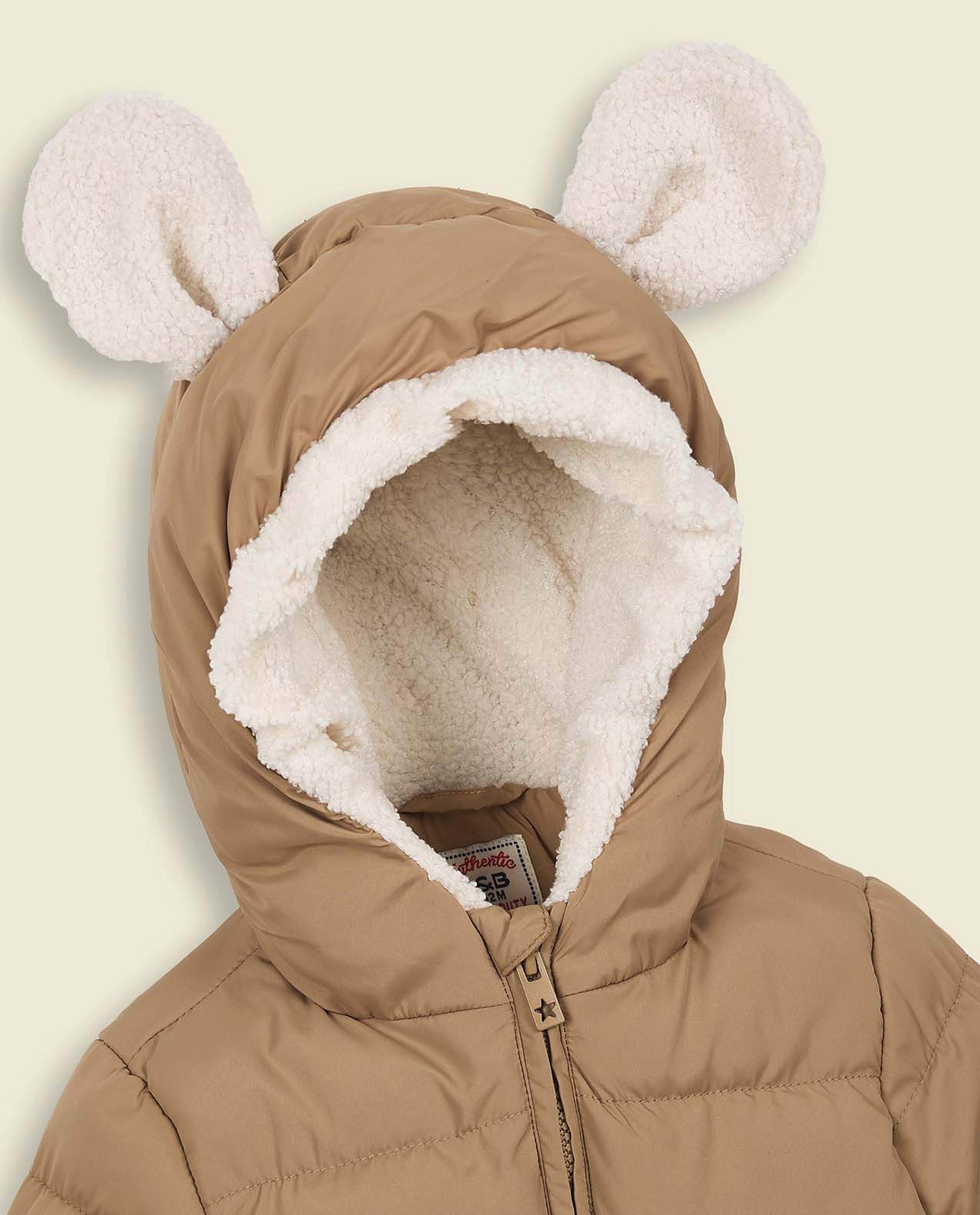 Quilted Hooded Jacket with Zipper Closure