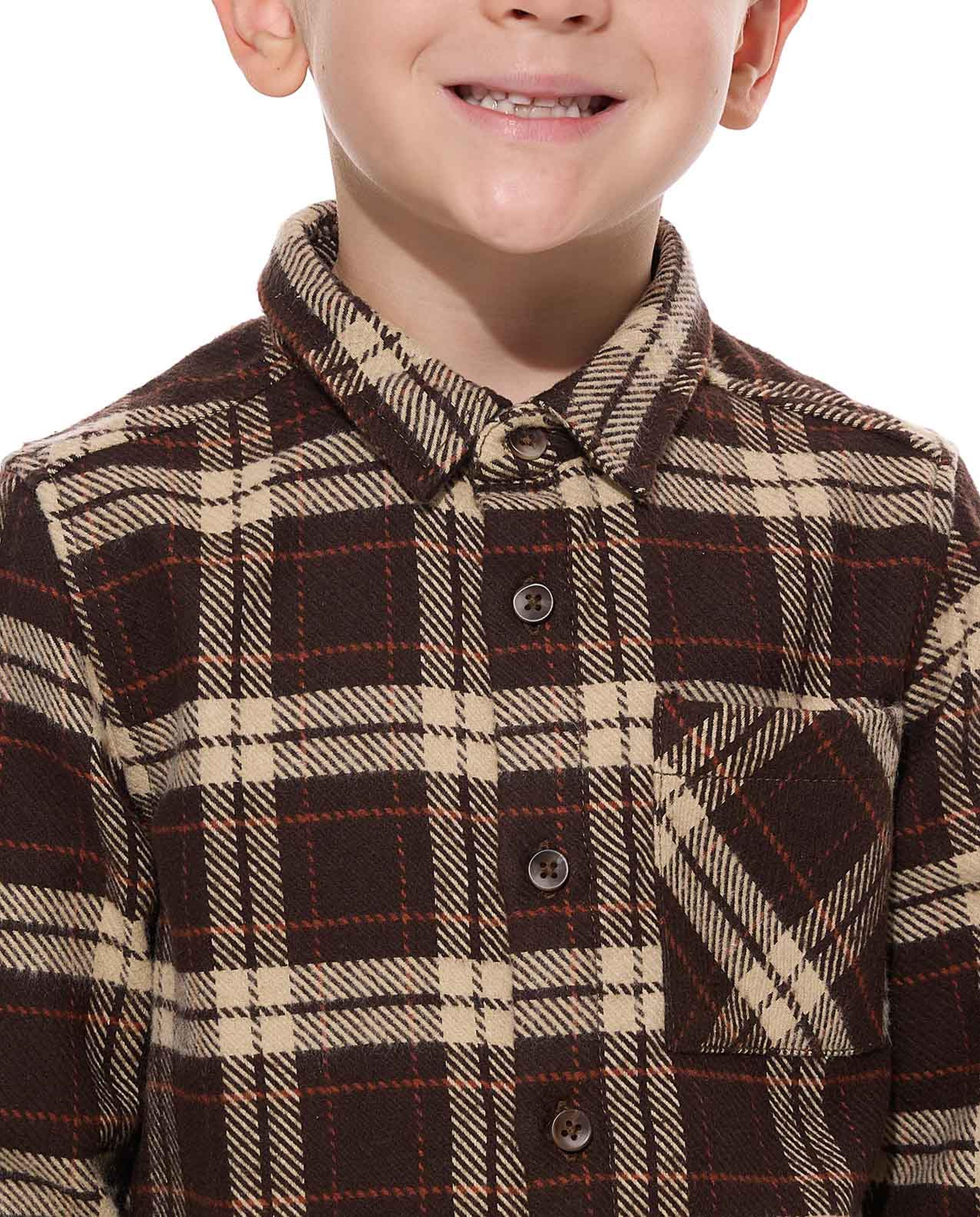 Plaid Shirt with Classic Collar and Long Sleeves
