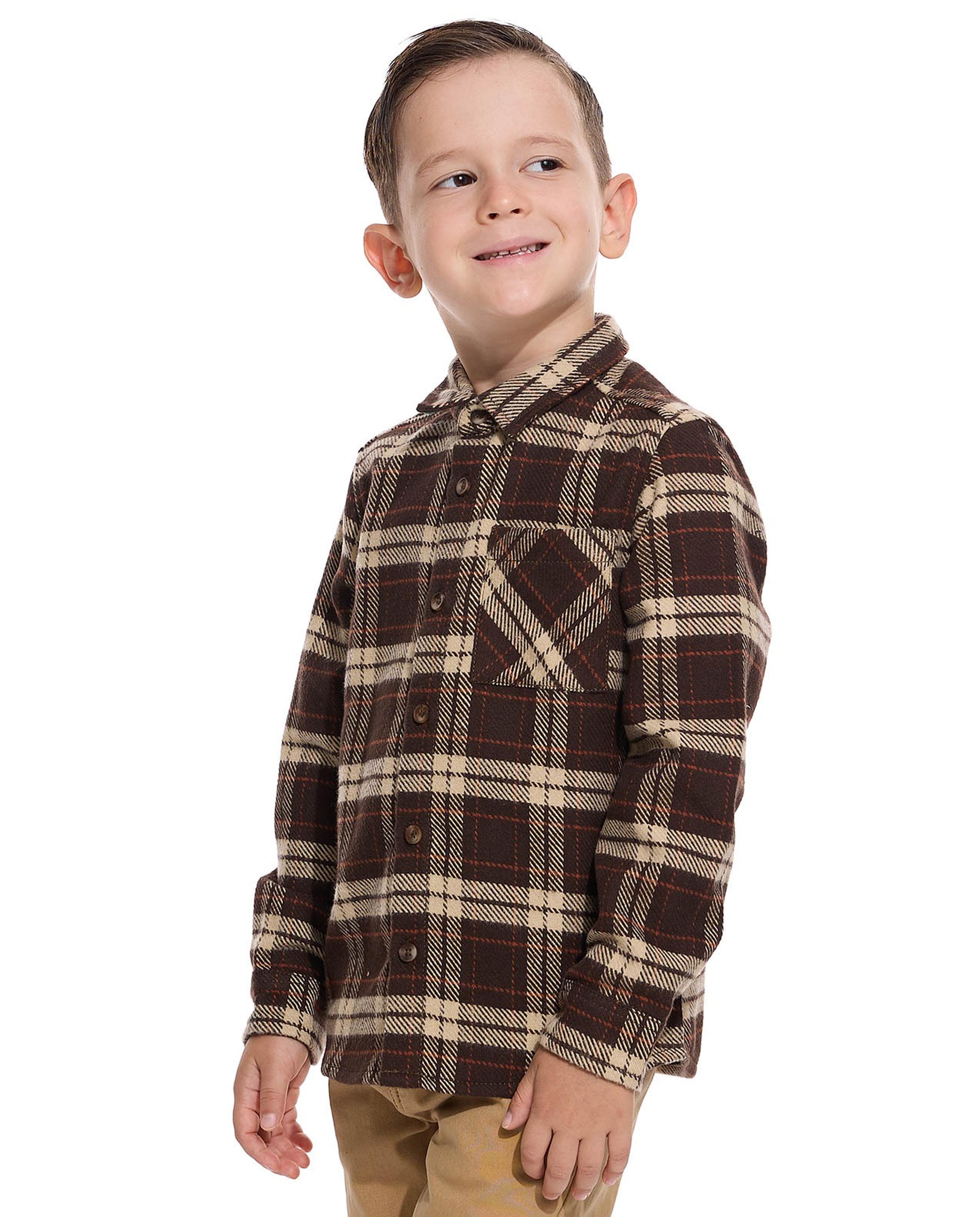 Plaid Shirt with Classic Collar and Long Sleeves