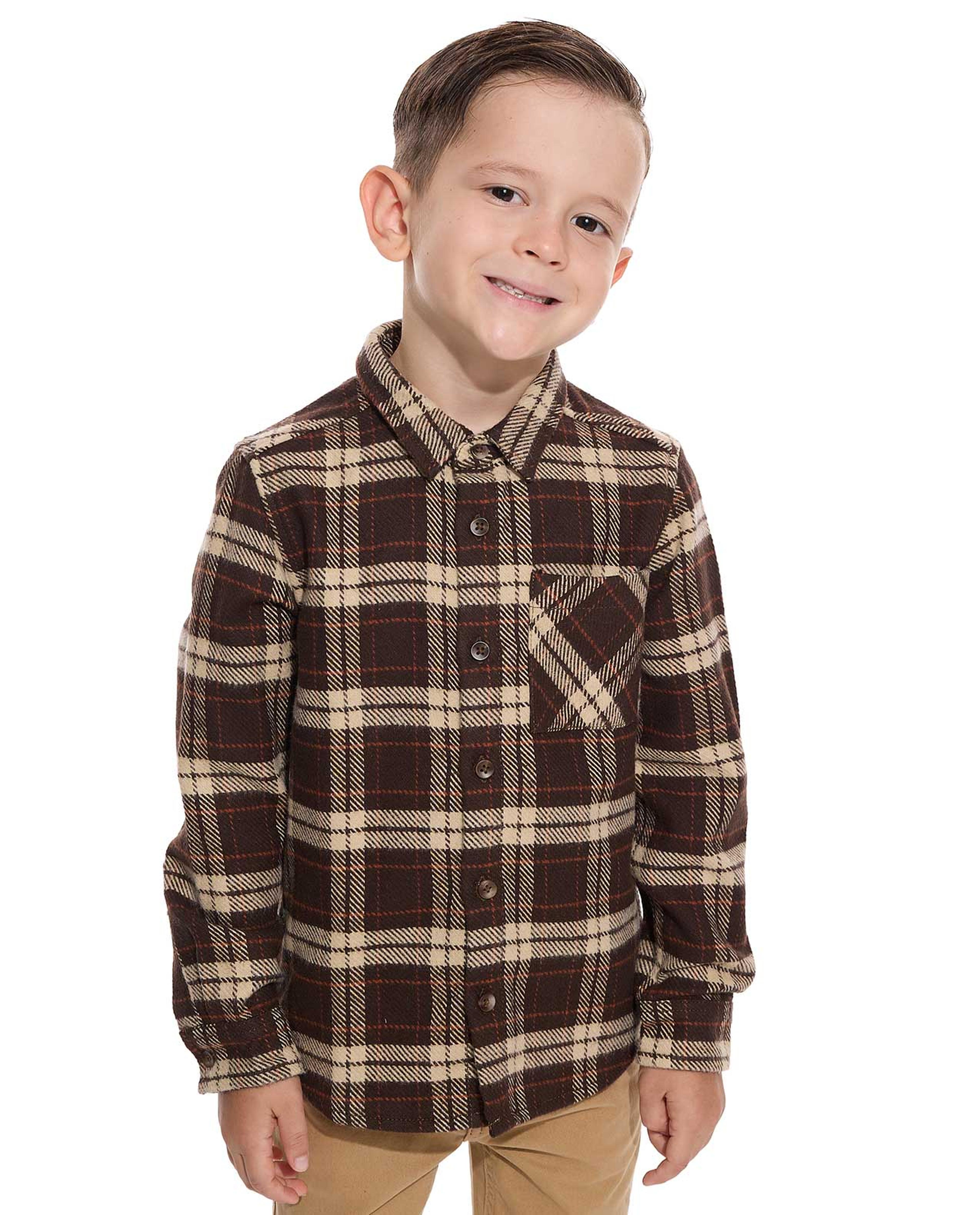 Plaid Shirt with Classic Collar and Long Sleeves