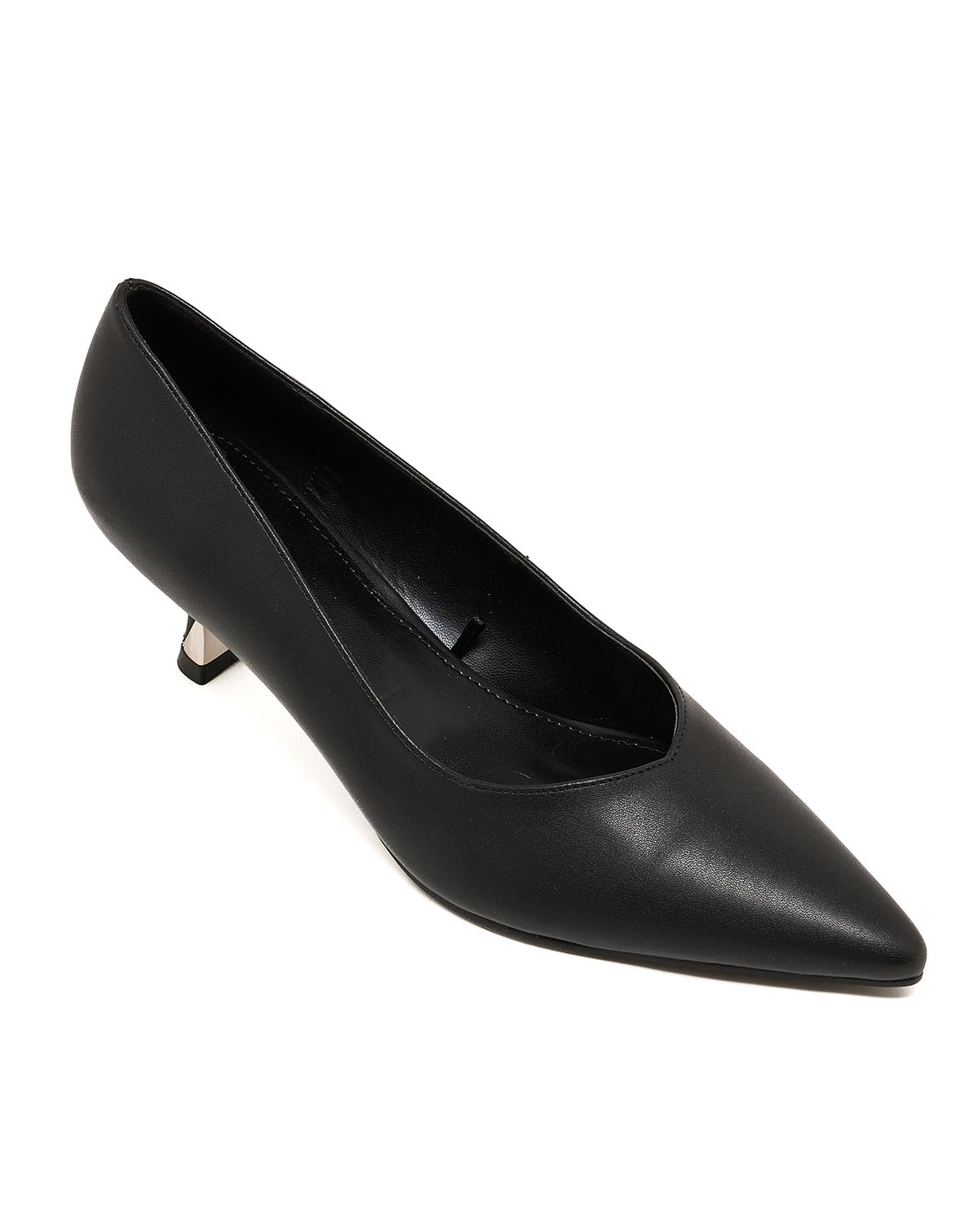 Solid Flare Heel Pumps