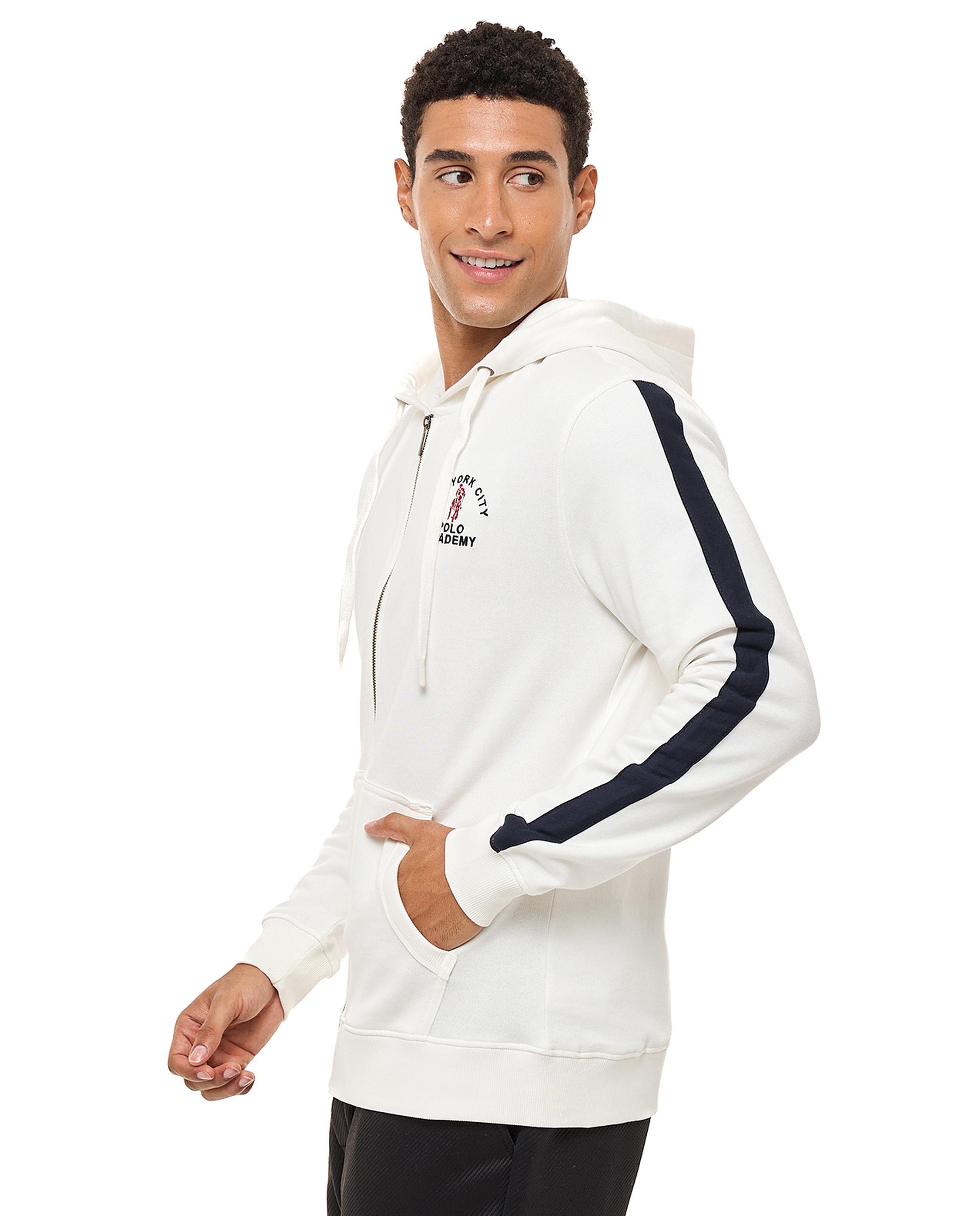 Embroidered Hooded Jacket with Zipper Closure