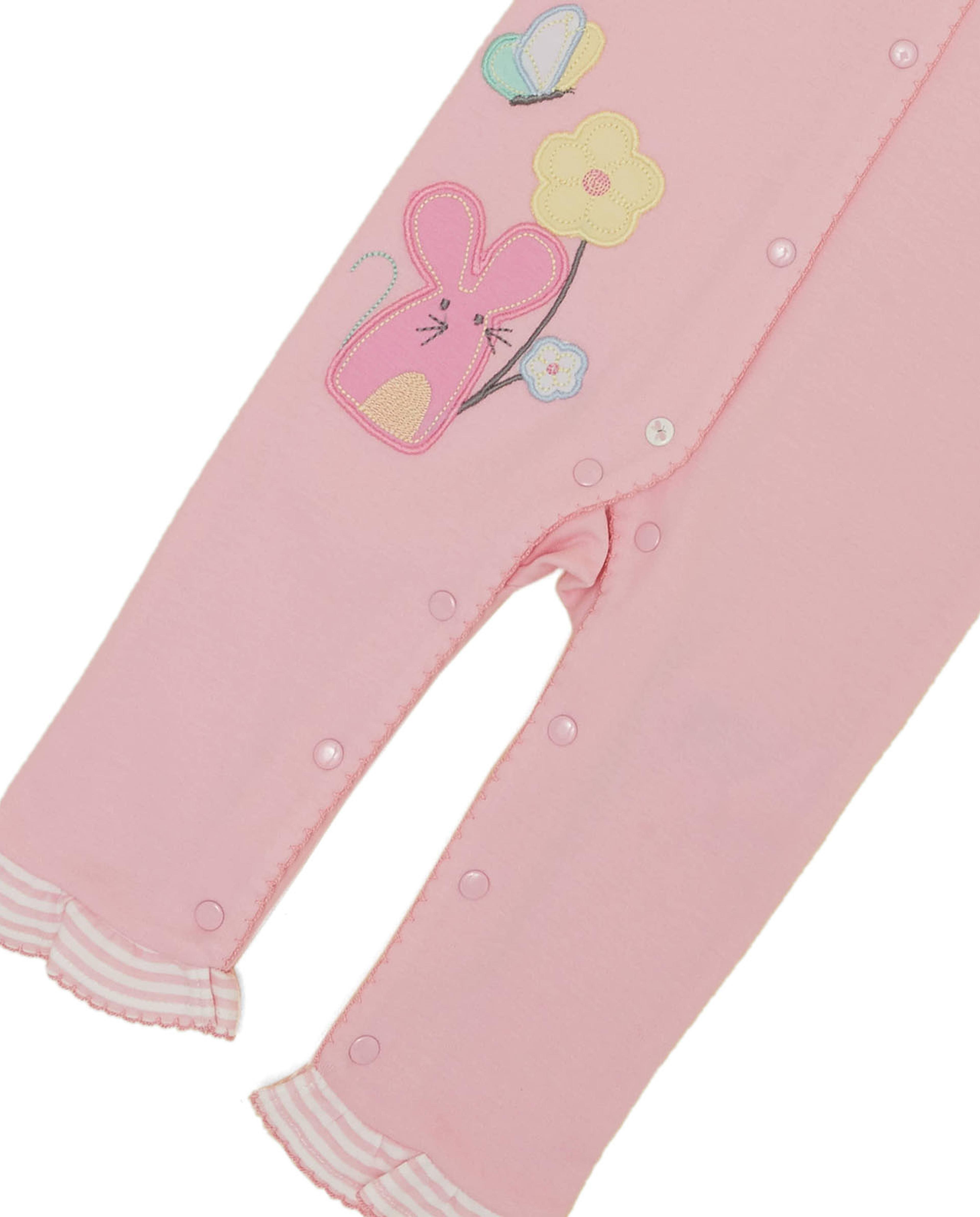 Embroidered Sleepsuit with Long Sleeves