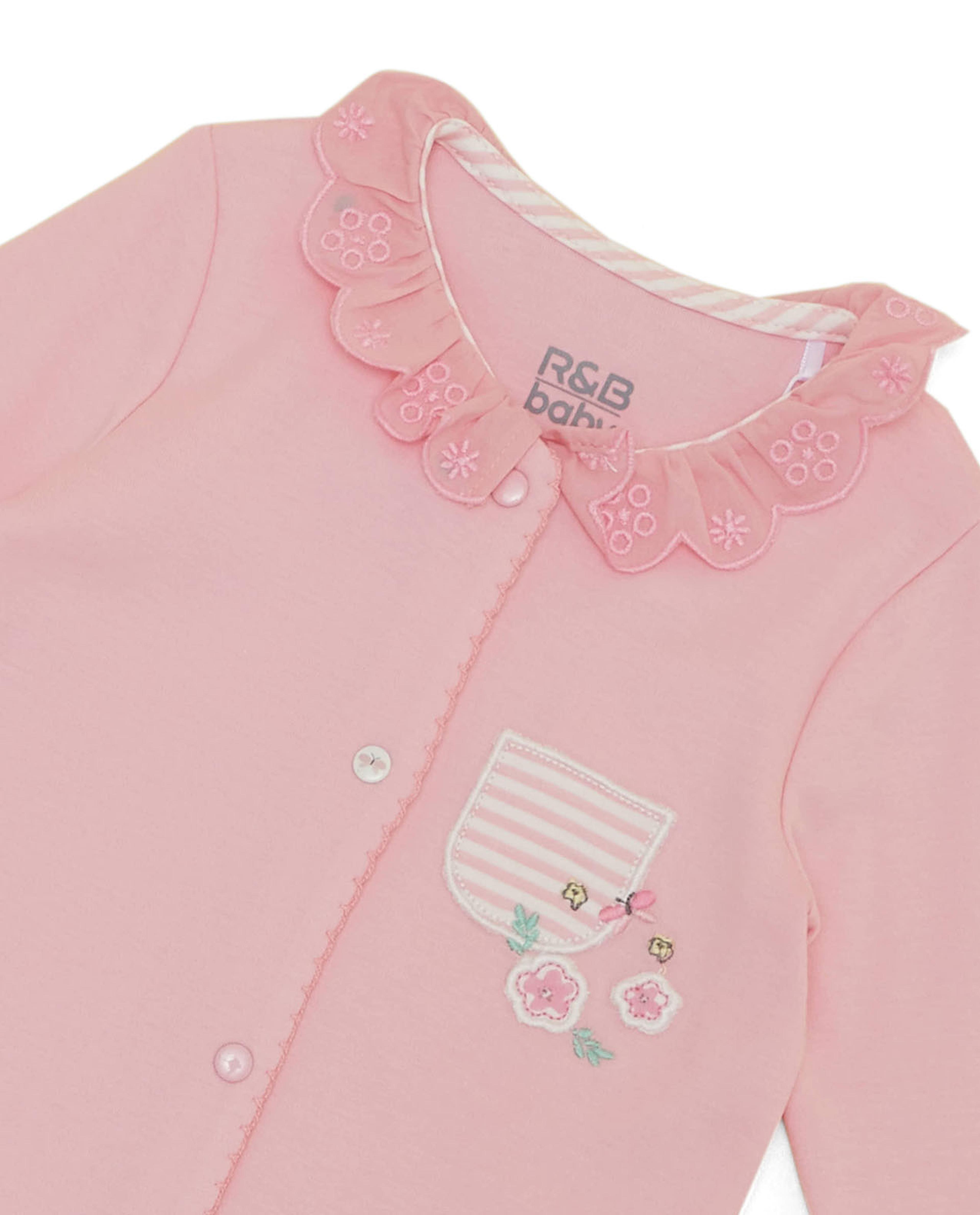 Embroidered Sleepsuit with Long Sleeves