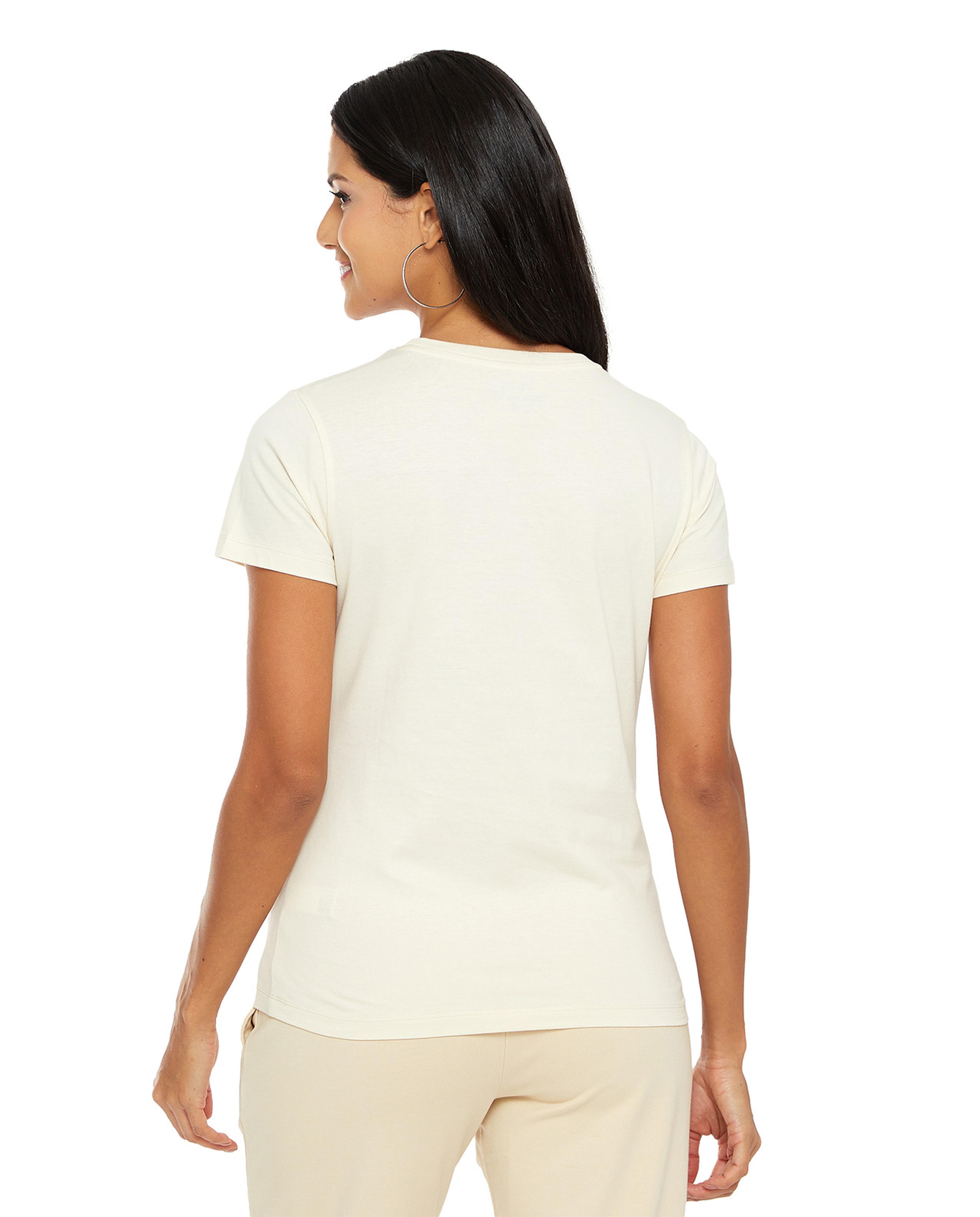 Typography Print T-Shirt with Crew Neck and Short Sleeves