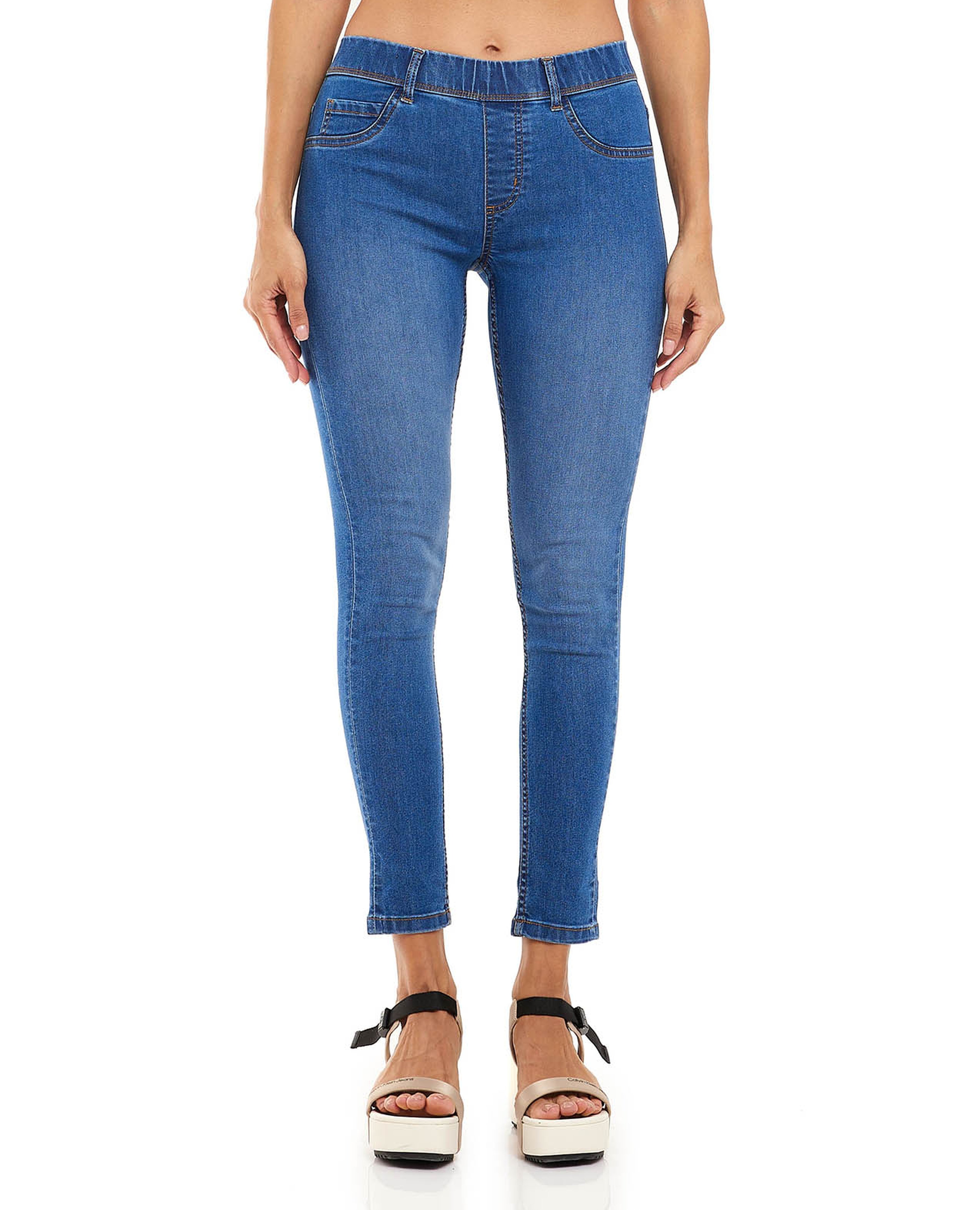 Faded Skinny Fit Jeggings with Elastic Waist