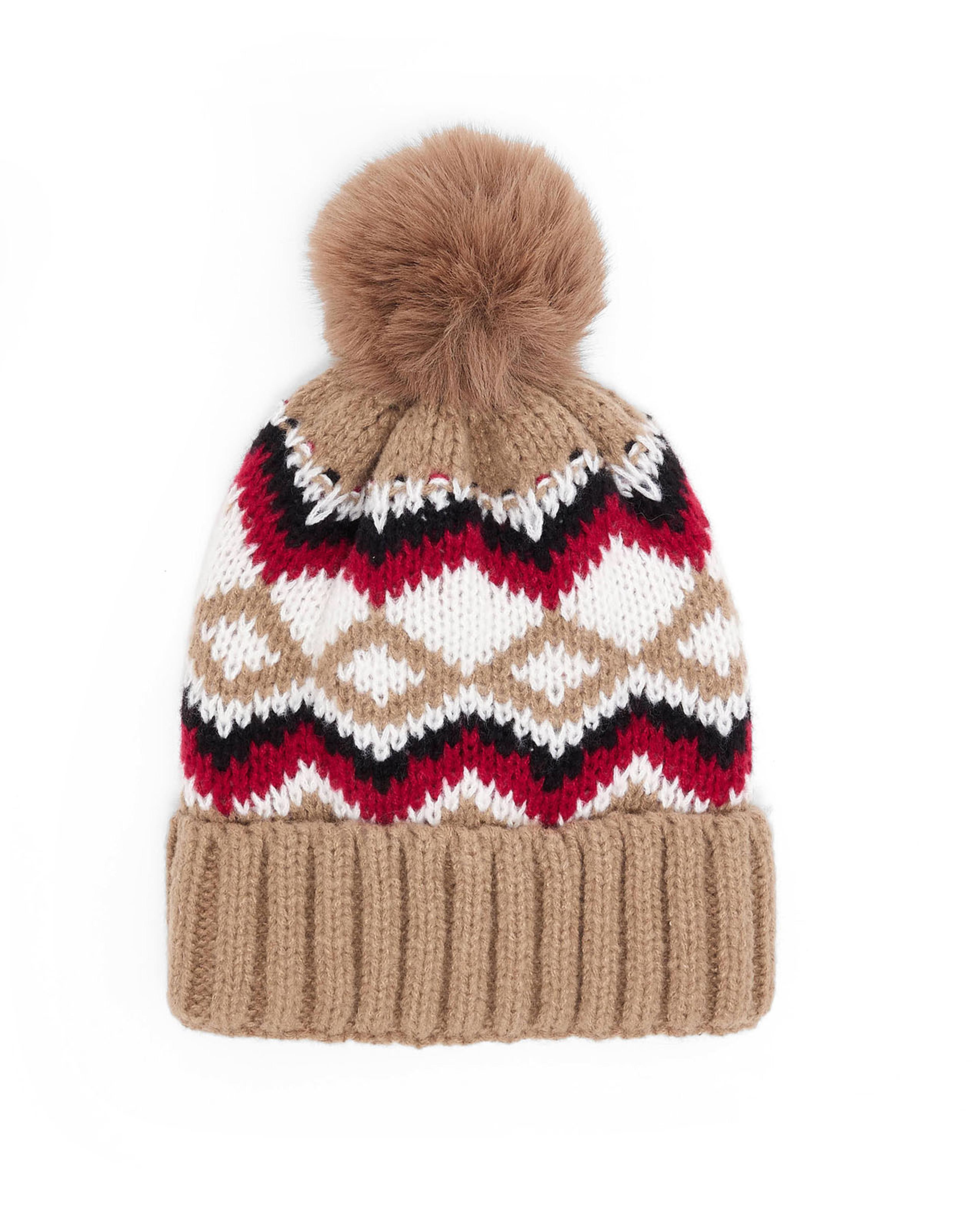 قبعة بيني منقوشة مع بوم بوم