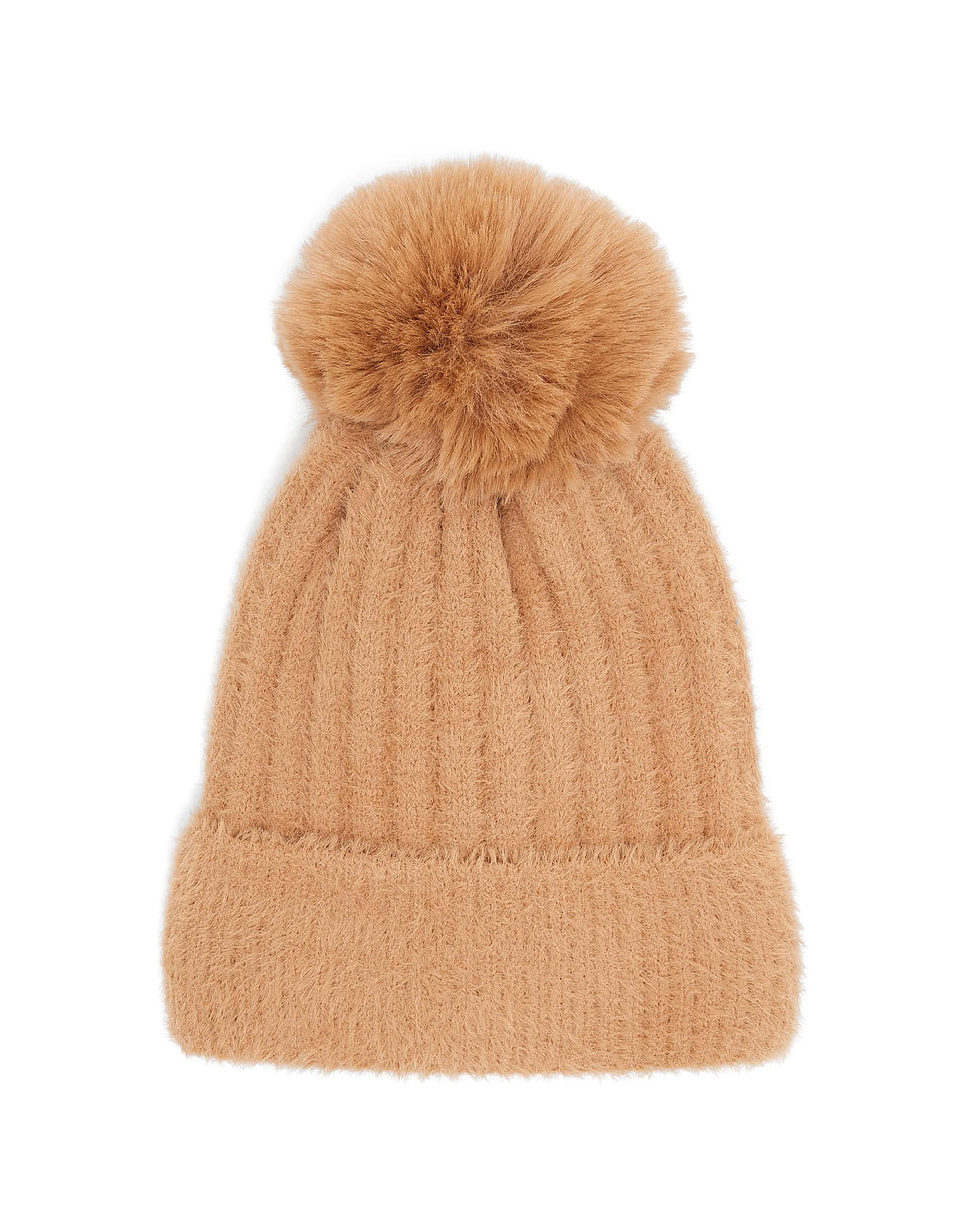 قبعة بيني منسوجة مع بوم بوم