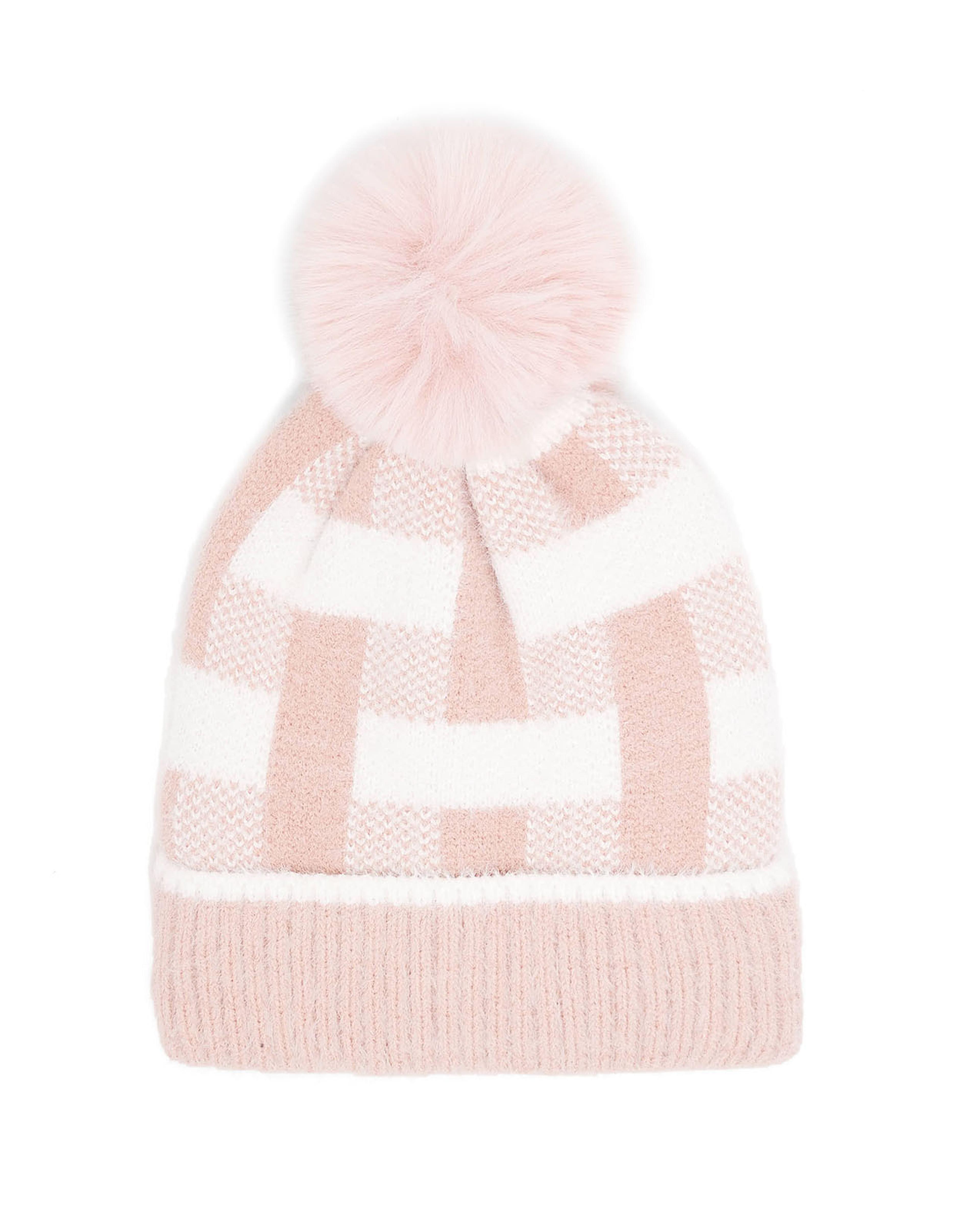 Patterned Beanie with Pom-Pom