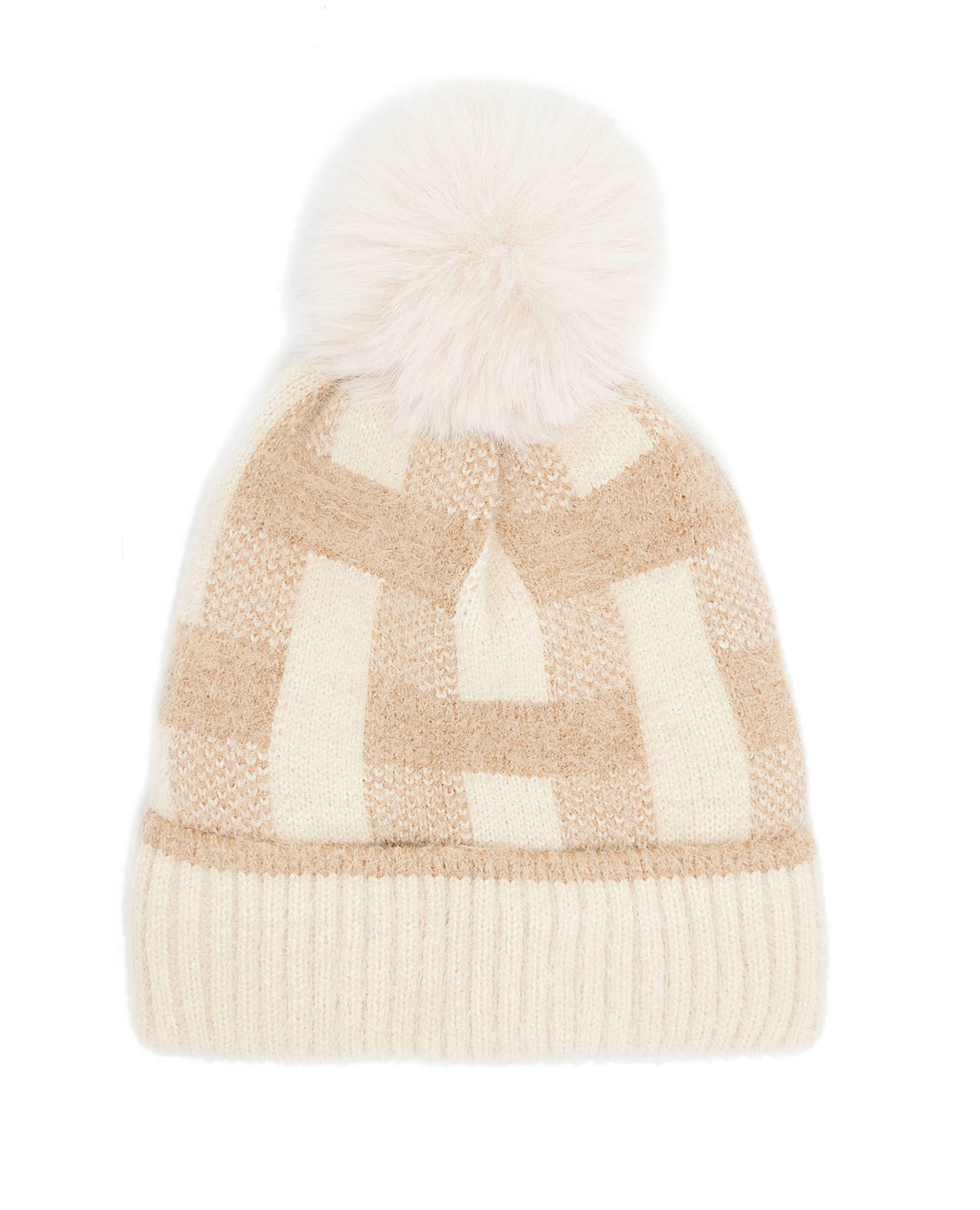 قبعة بيني منقوشة مع بوم بوم