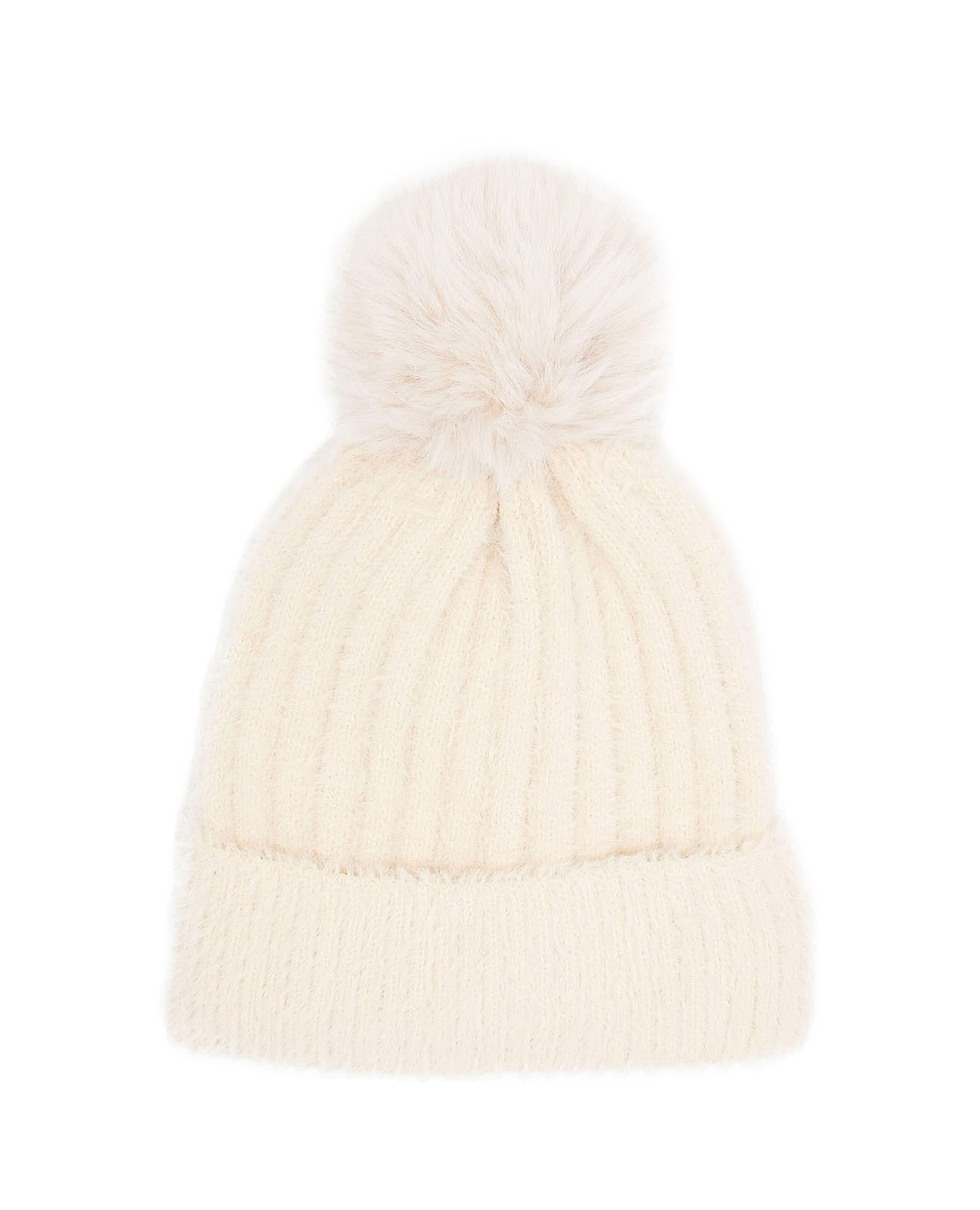 قبعة بيني منسوجة مع بوم بوم