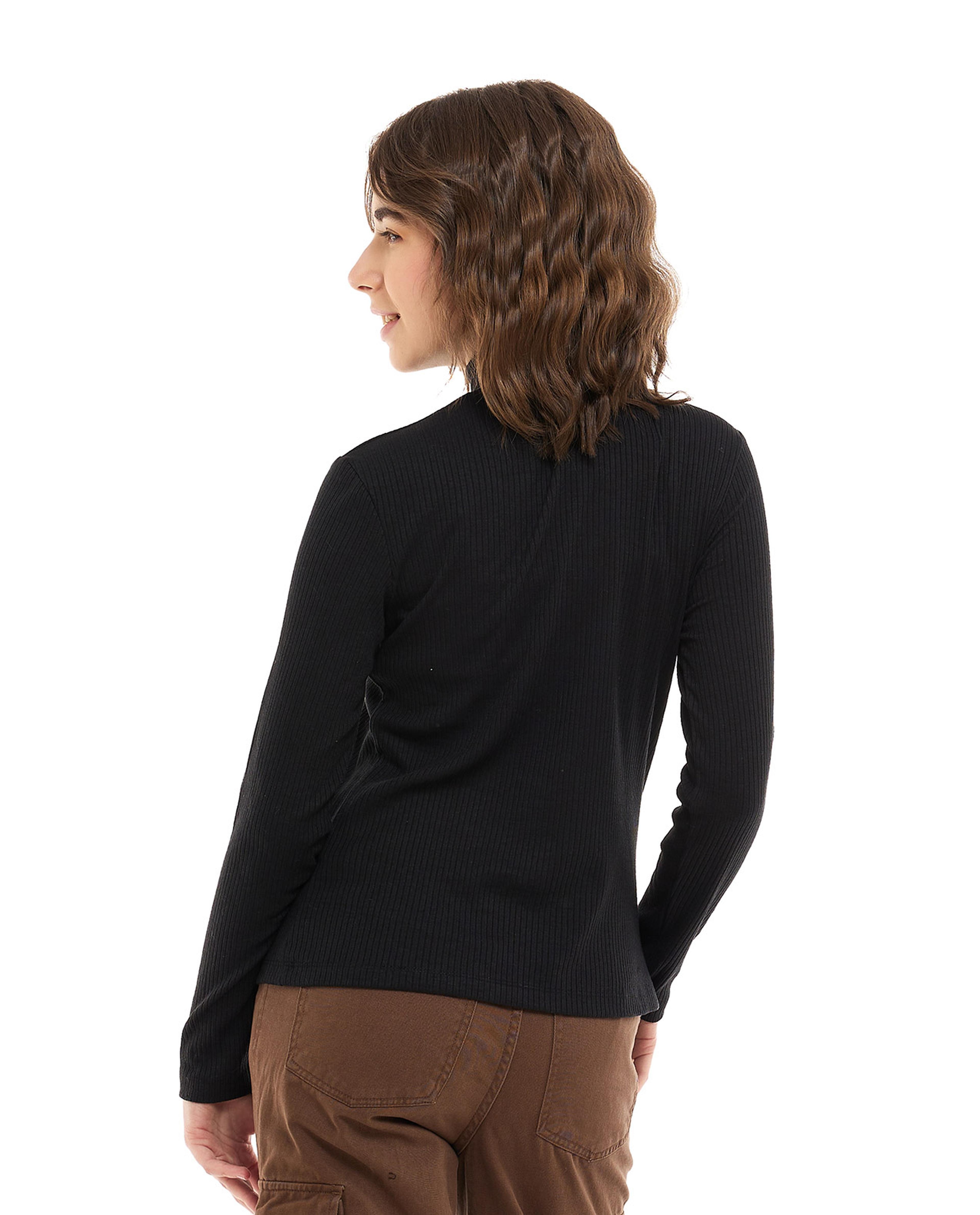Ribbed Top with Turtleneck and Long Sleeves