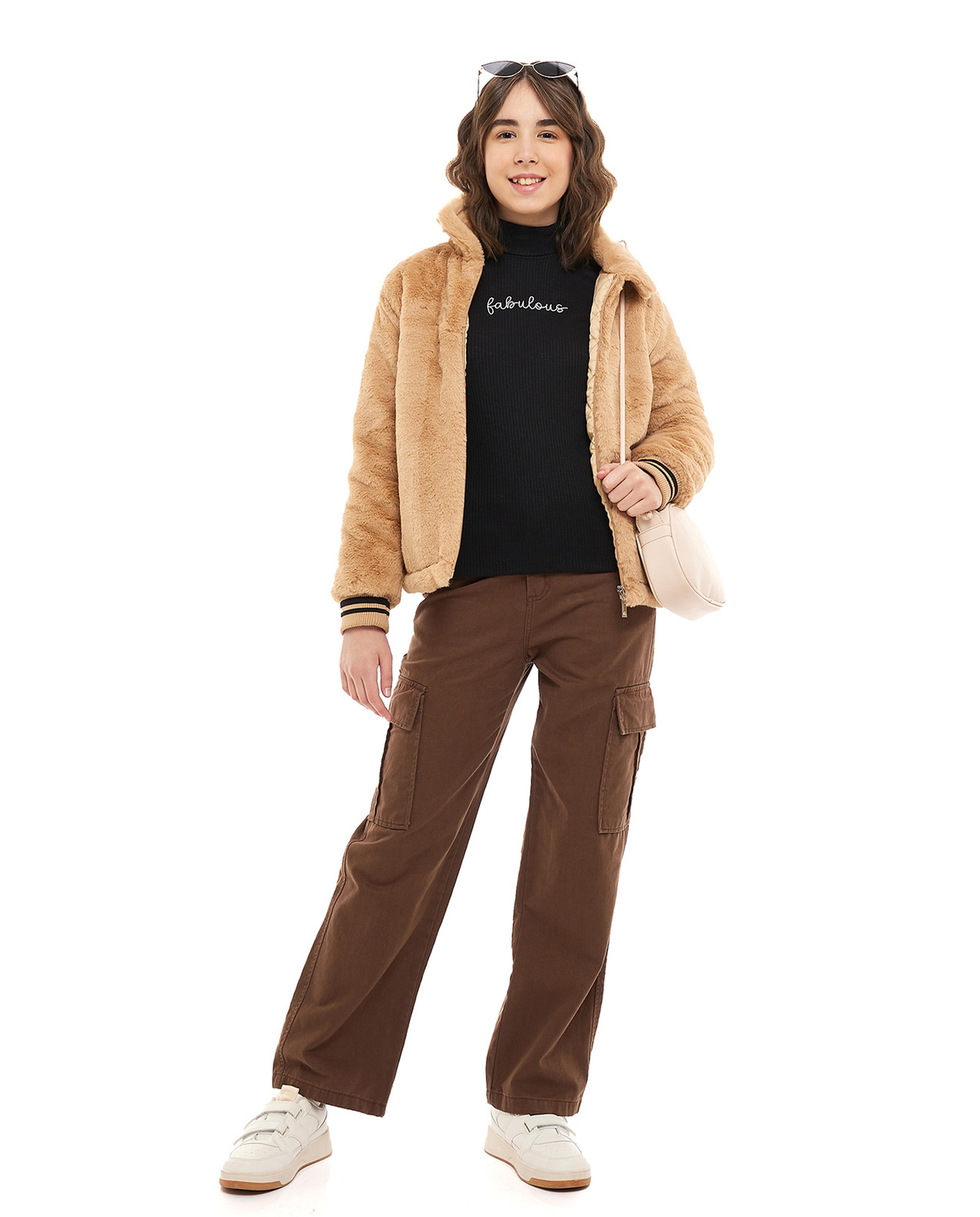 Ribbed Top with Turtleneck and Long Sleeves