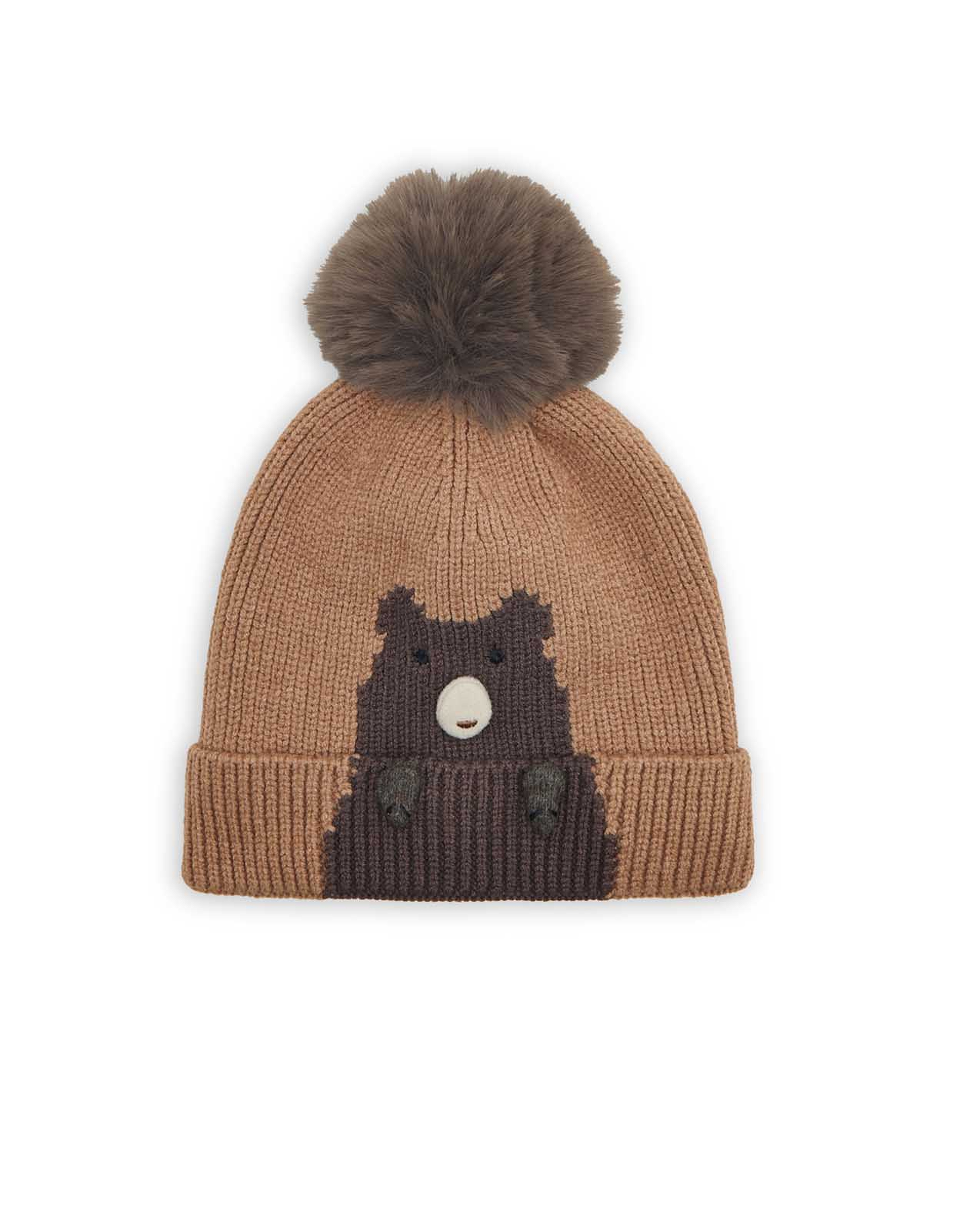 Knitted Beanie Cap with Pom-Pom