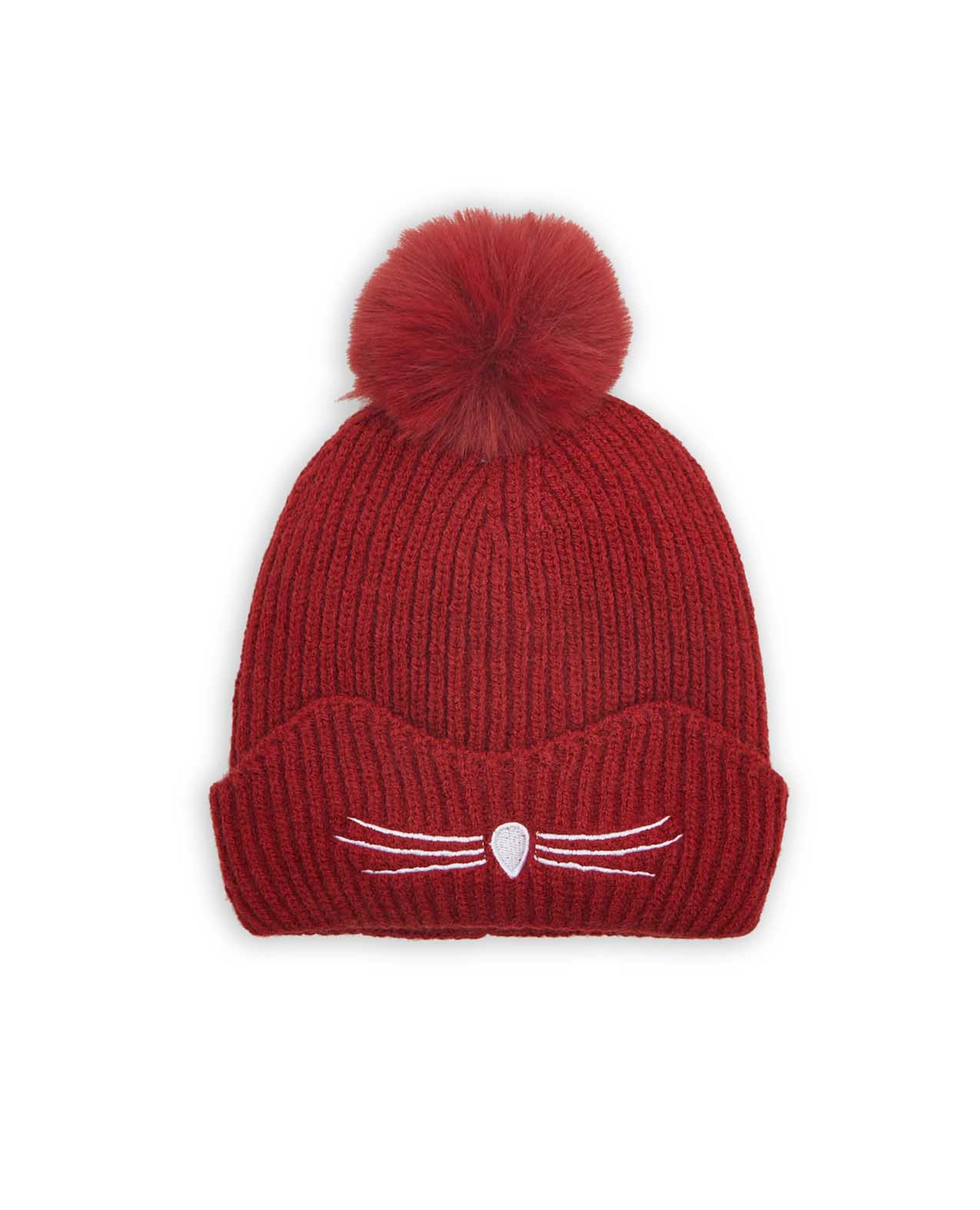 Knitted Beanie Cap with Pom-Pom