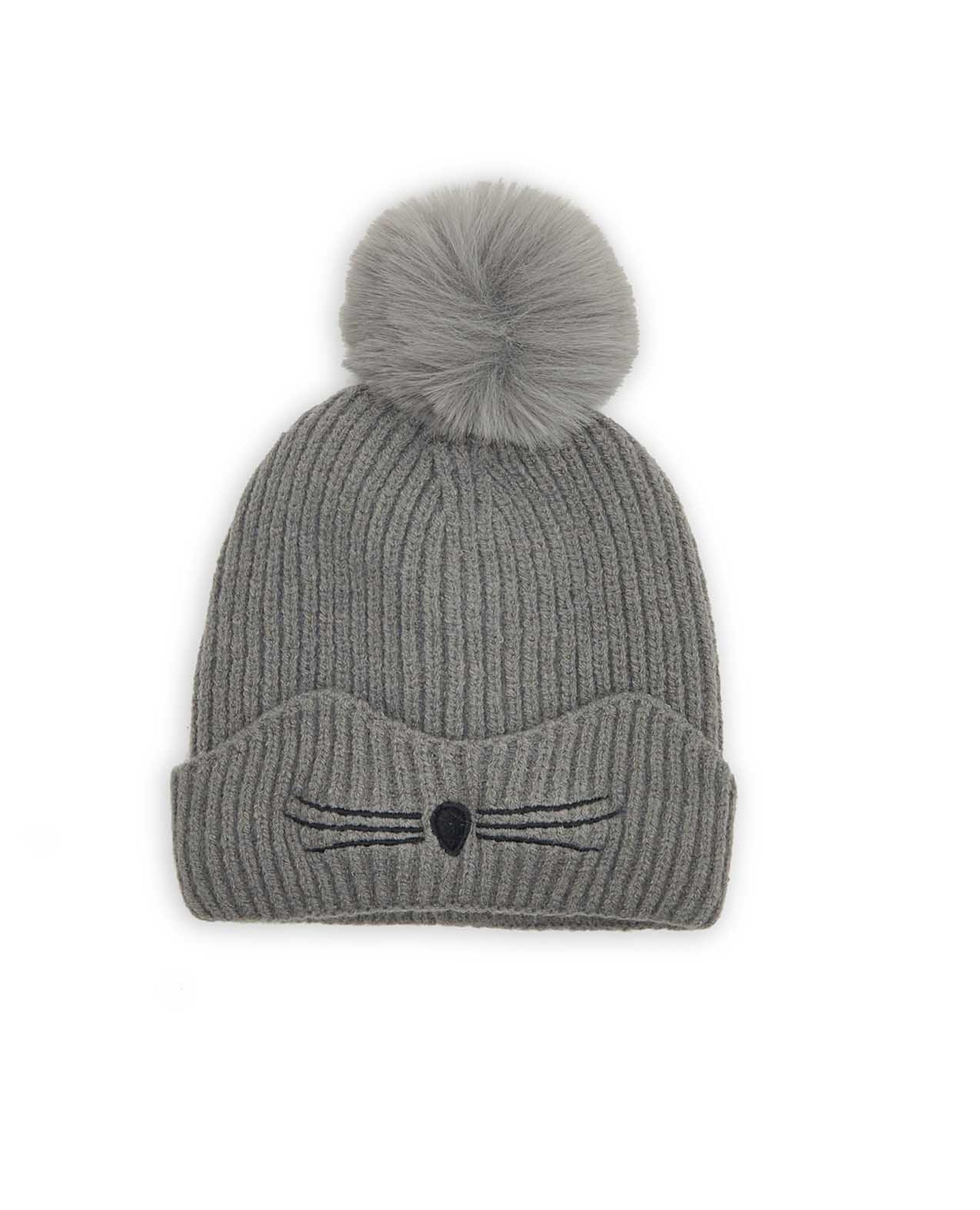 Knitted Beanie Cap with Pom-Pom