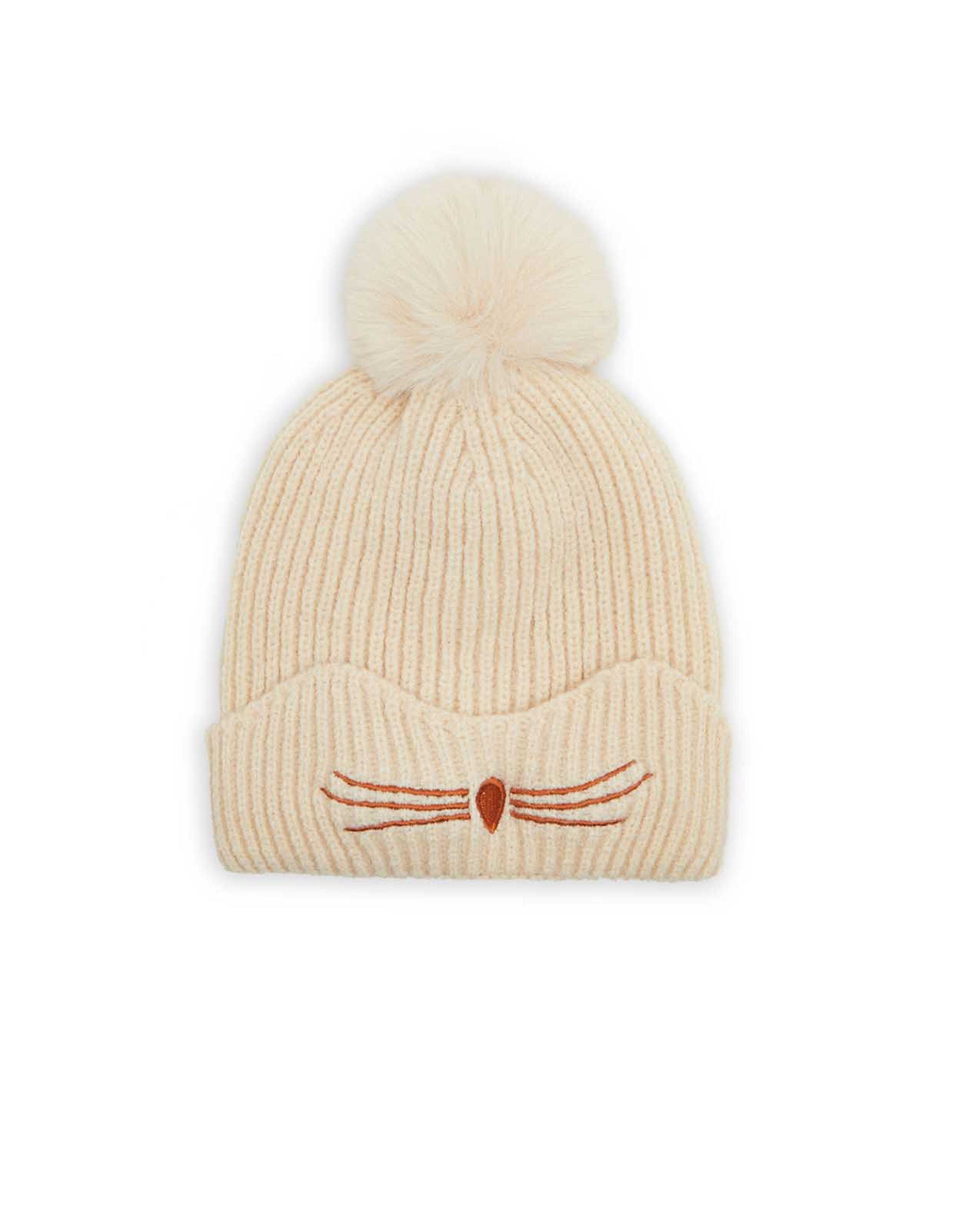 Knitted Beanie Cap with Pom-Pom