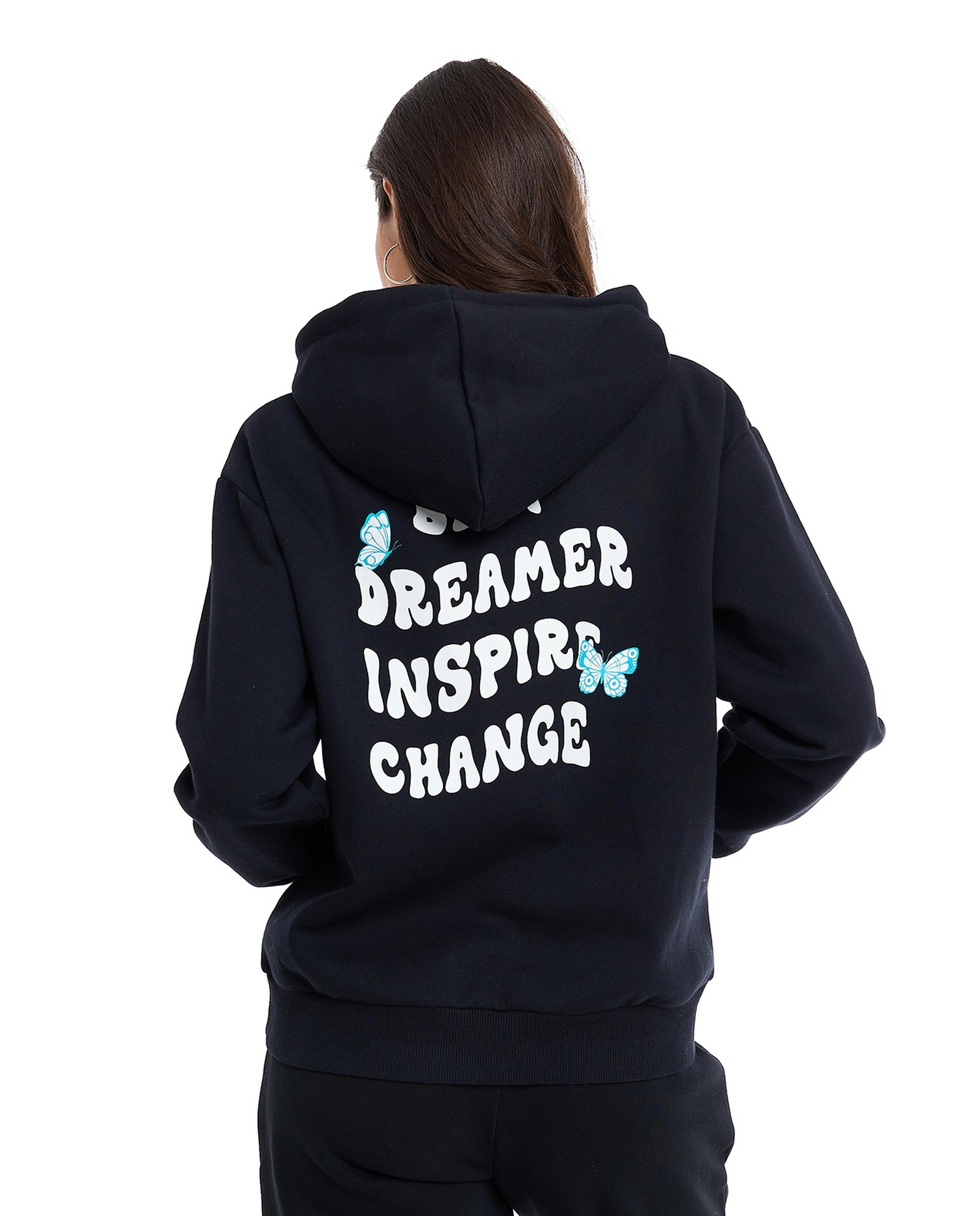 Print Detail Hoodie with Long Sleeves