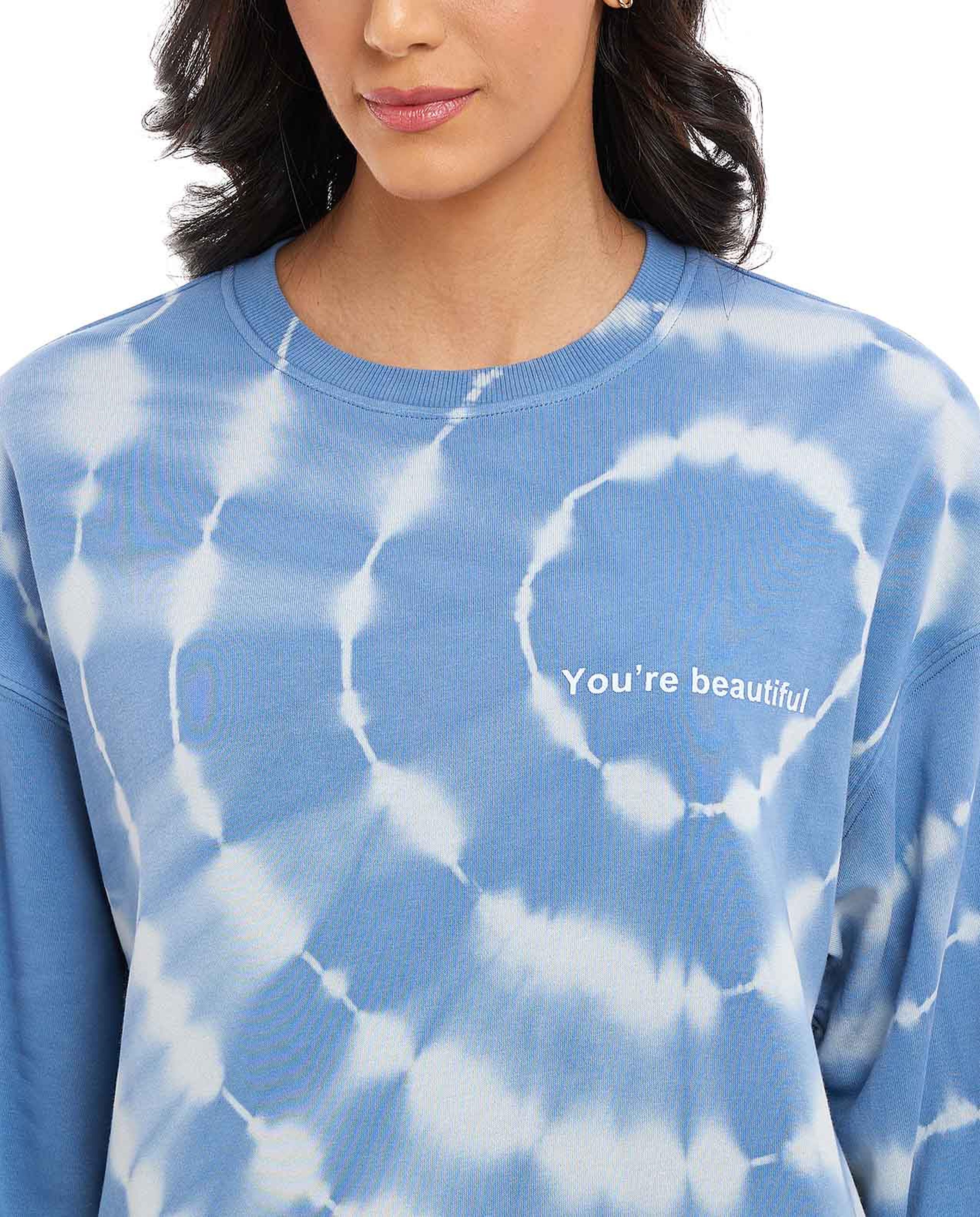Tie-Dye Sweatshirt with Crew Neck and Long Sleeves