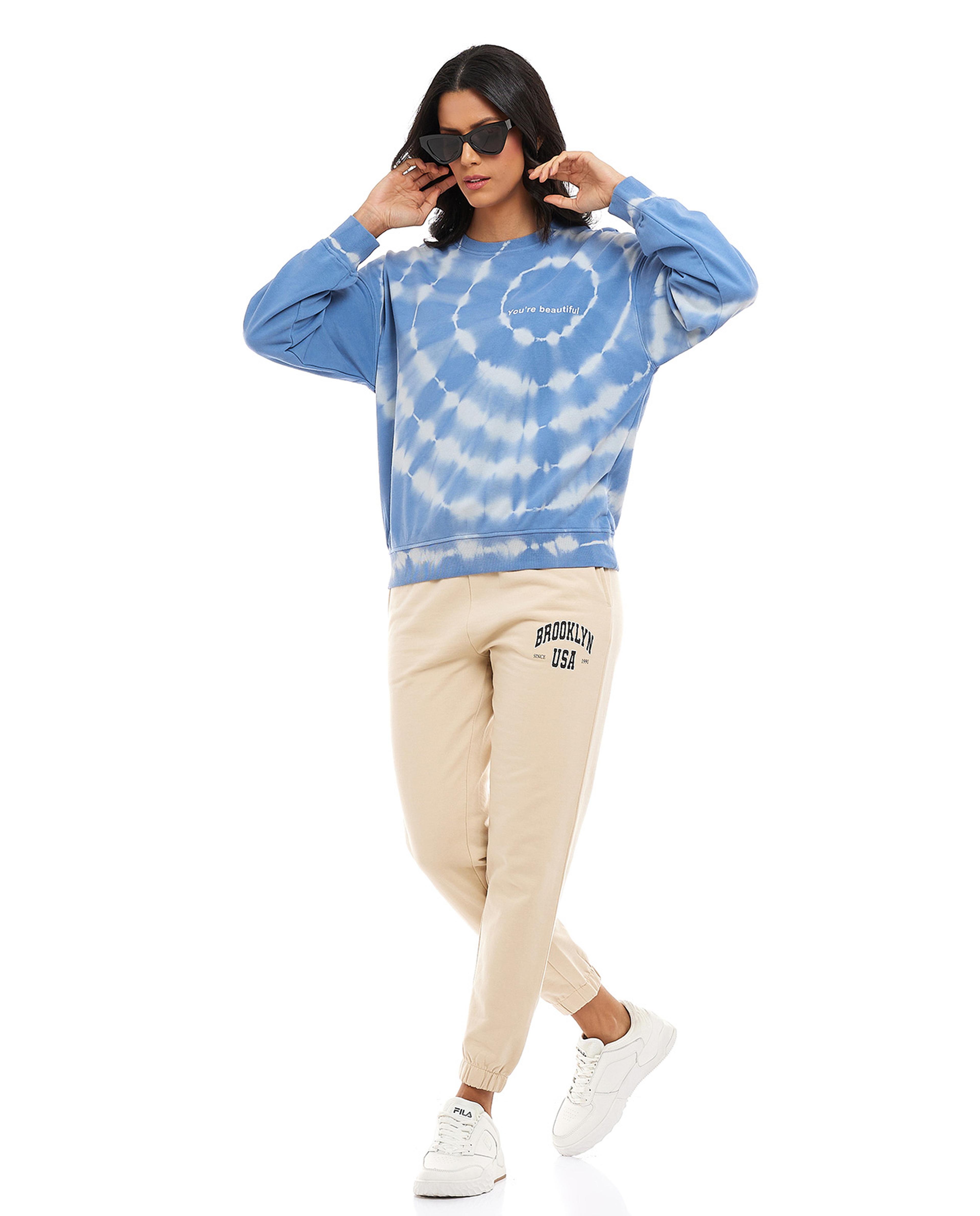 Tie-Dye Sweatshirt with Crew Neck and Long Sleeves