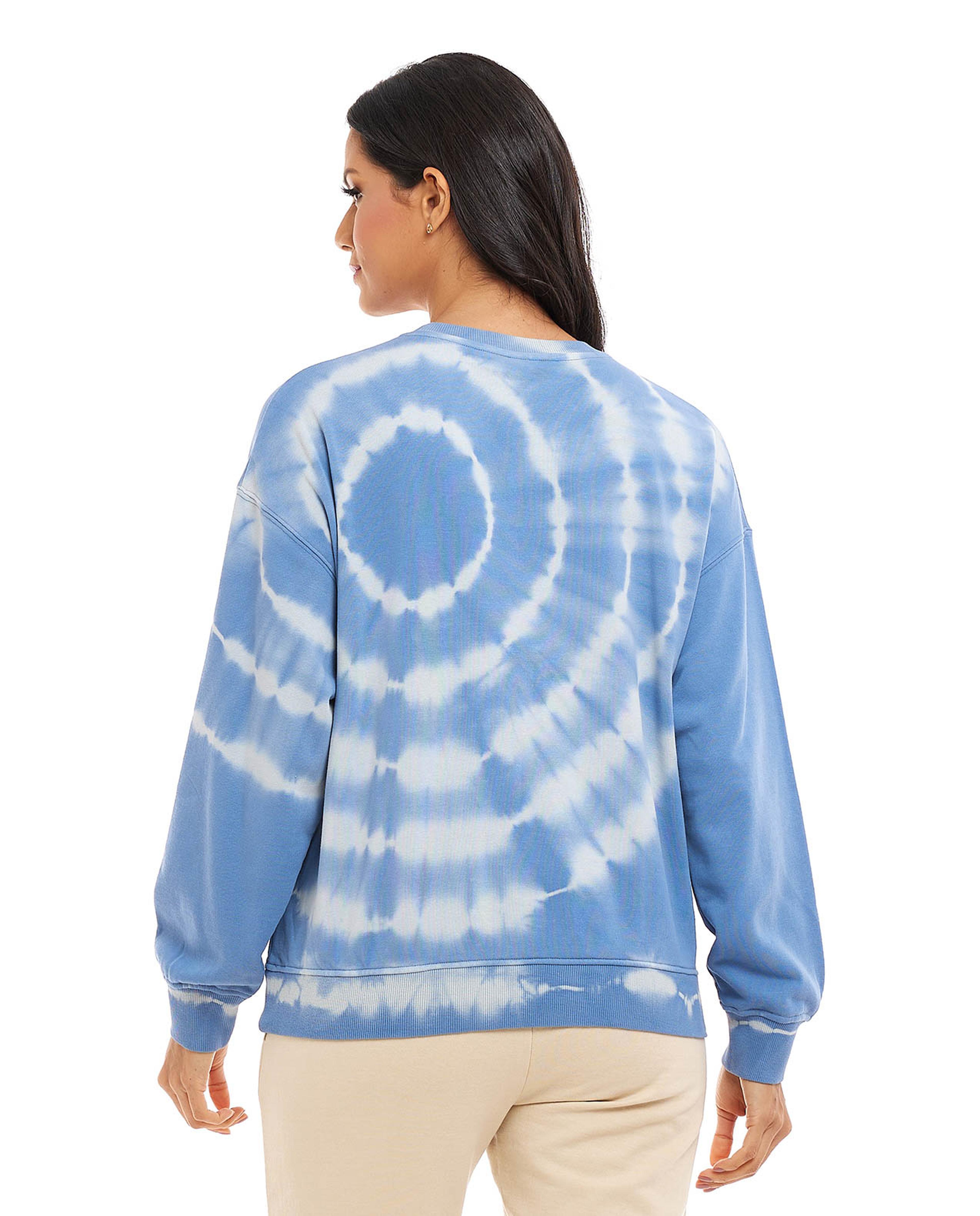 Tie-Dye Sweatshirt with Crew Neck and Long Sleeves