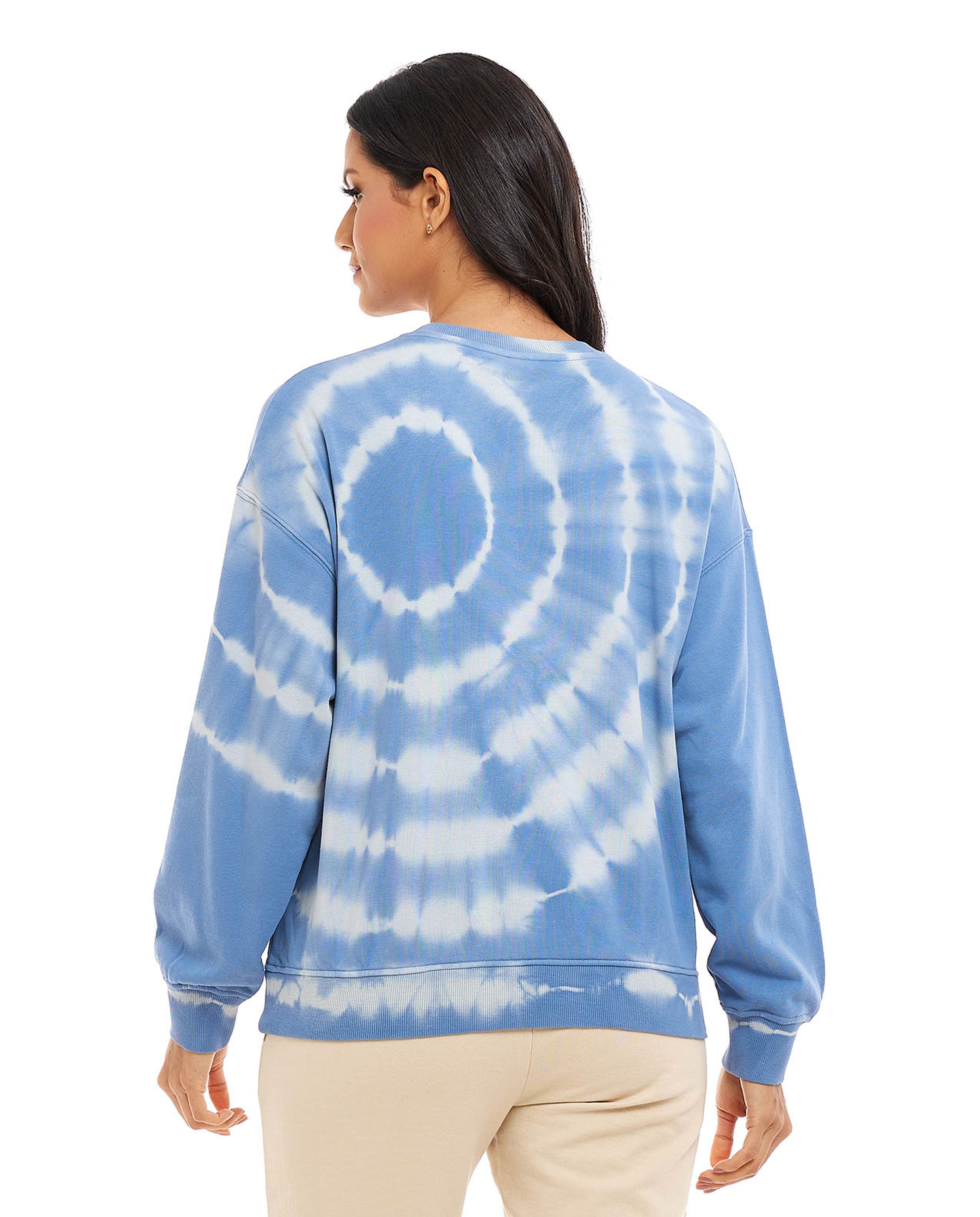 Tie-Dye Sweatshirt with Crew Neck and Long Sleeves