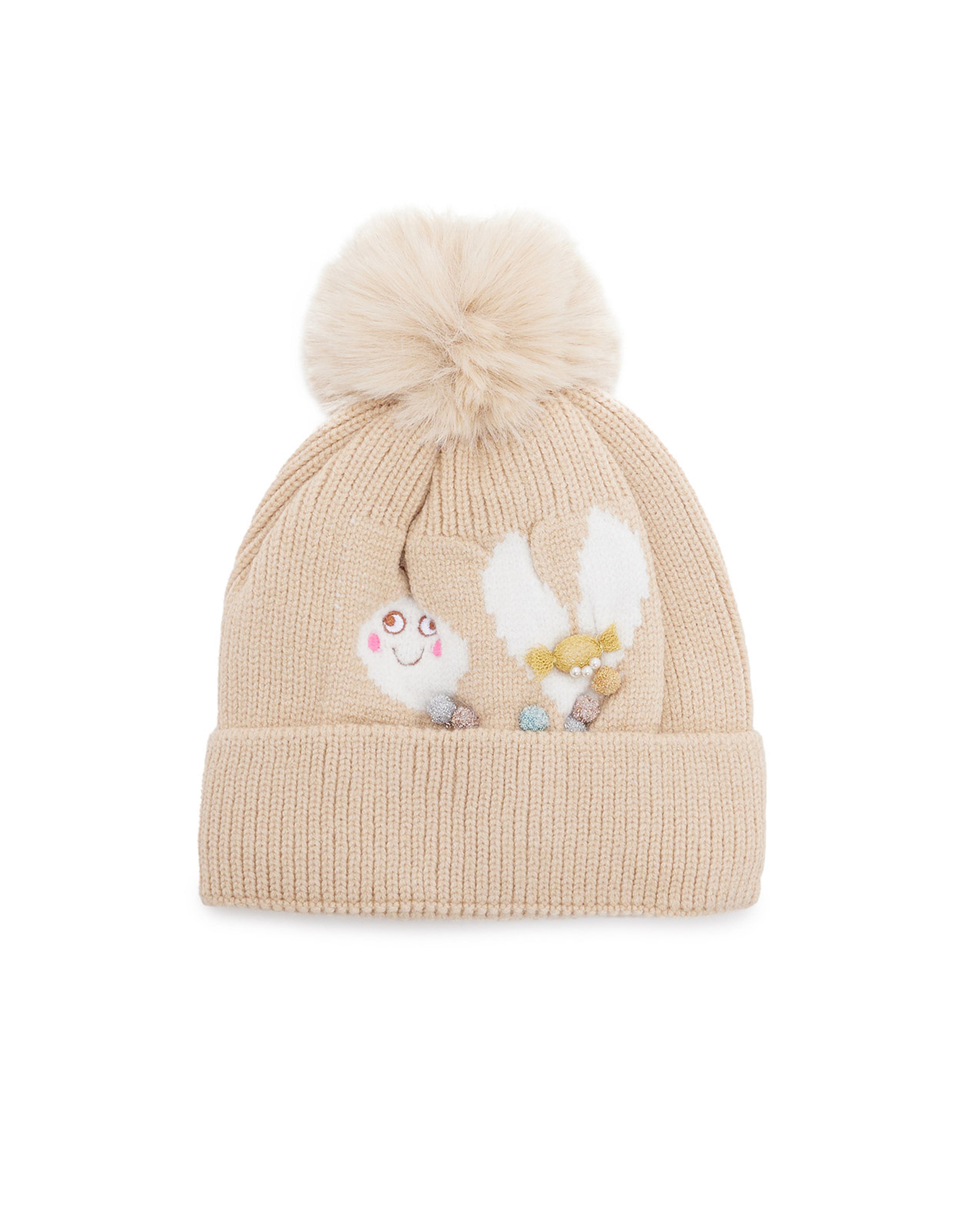 Embroidered Beanie with Pom-Pom