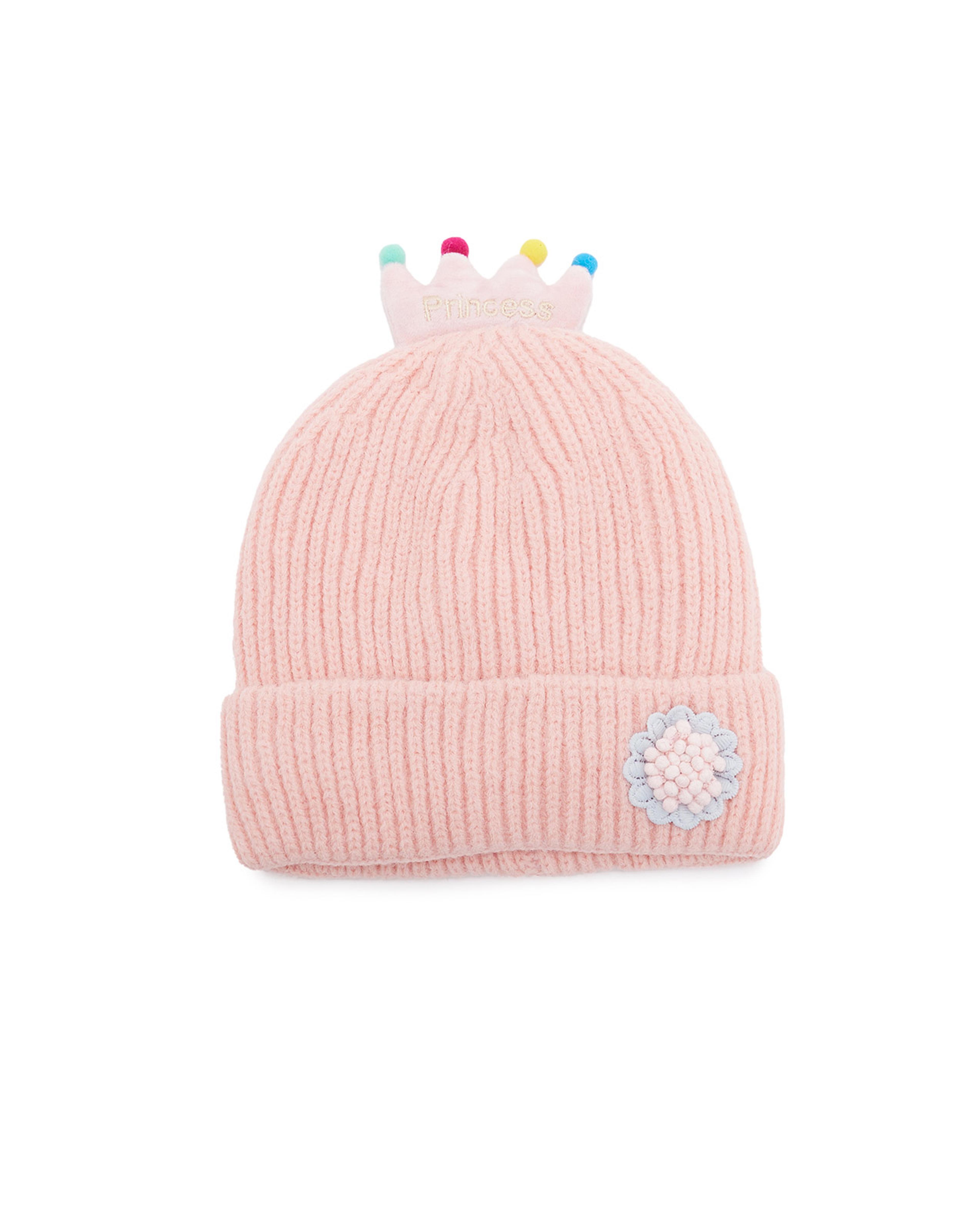 Embroidered Beanie with Crown