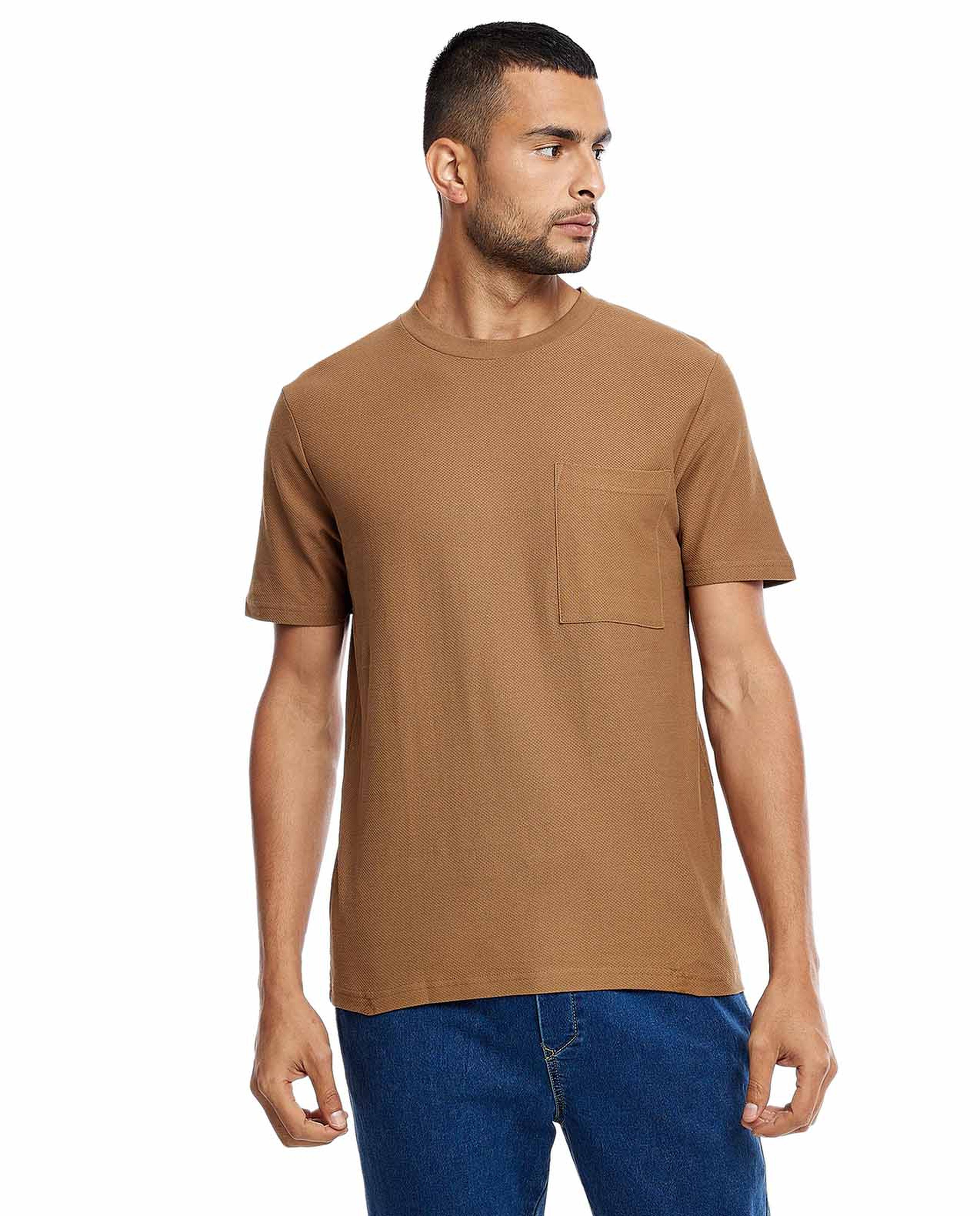 Solid T-Shirt with Crew Neck and Short Sleeves