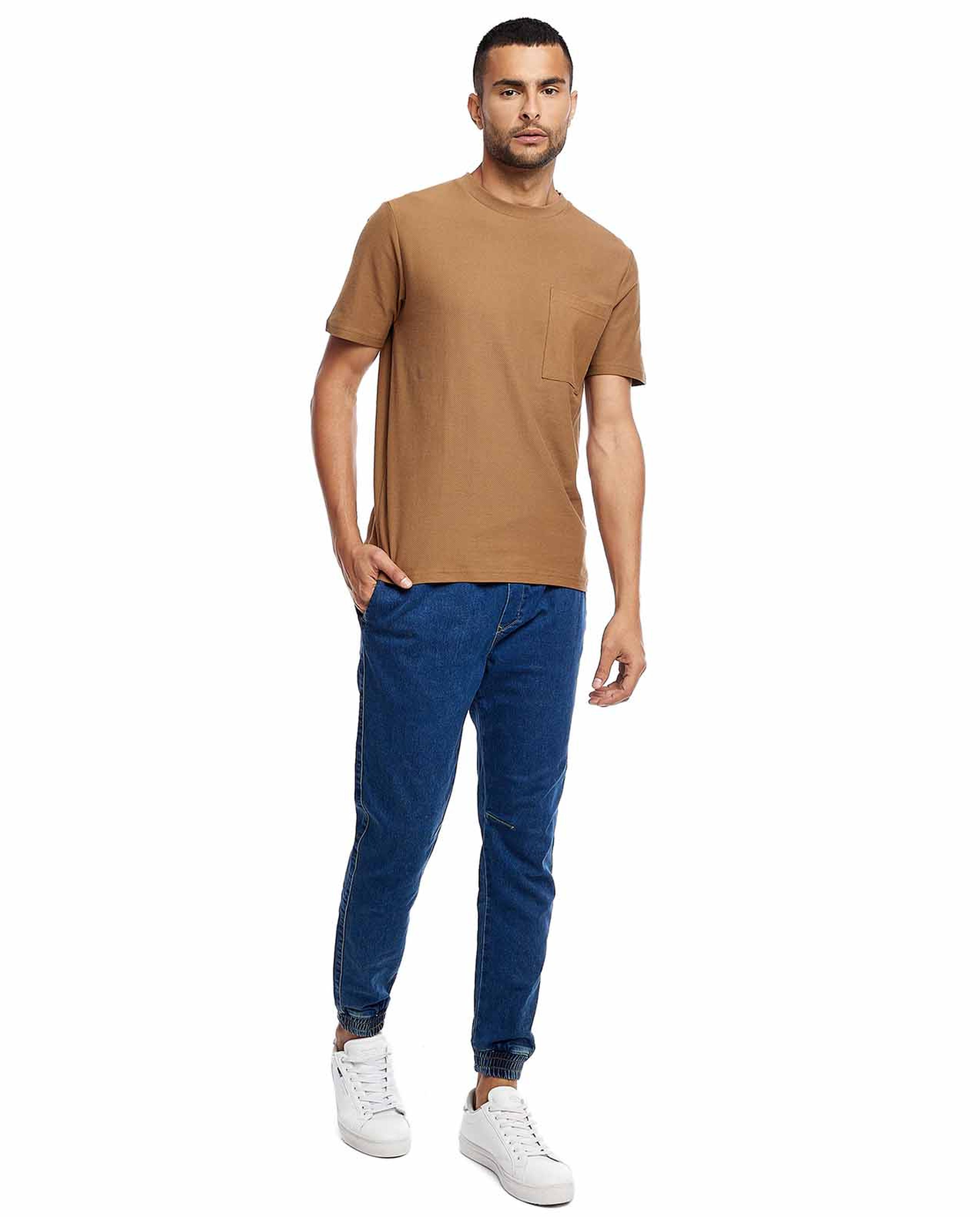 Solid T-Shirt with Crew Neck and Short Sleeves