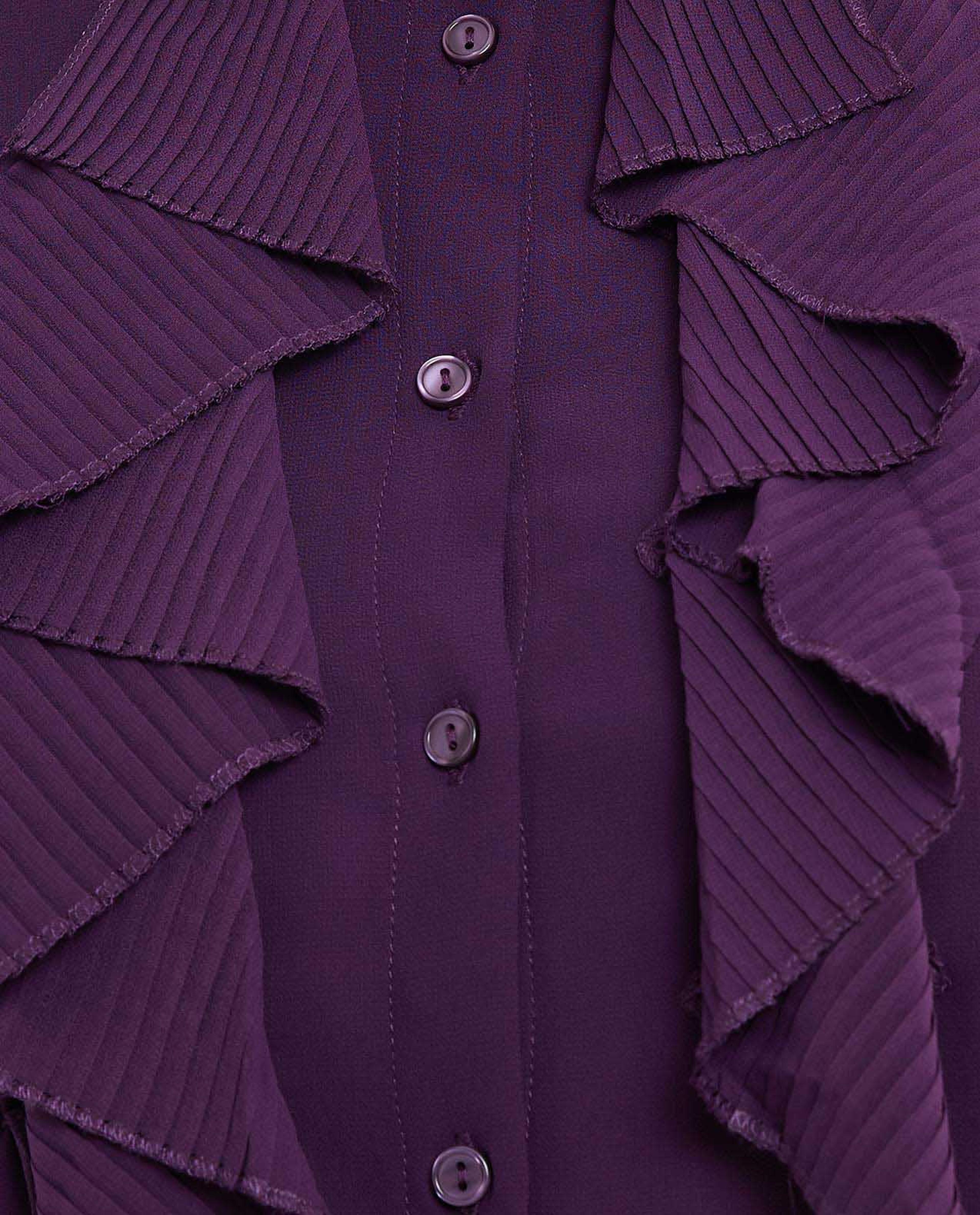 قميص سادة مع ياقة كلاسيكية وأكمام طويلة