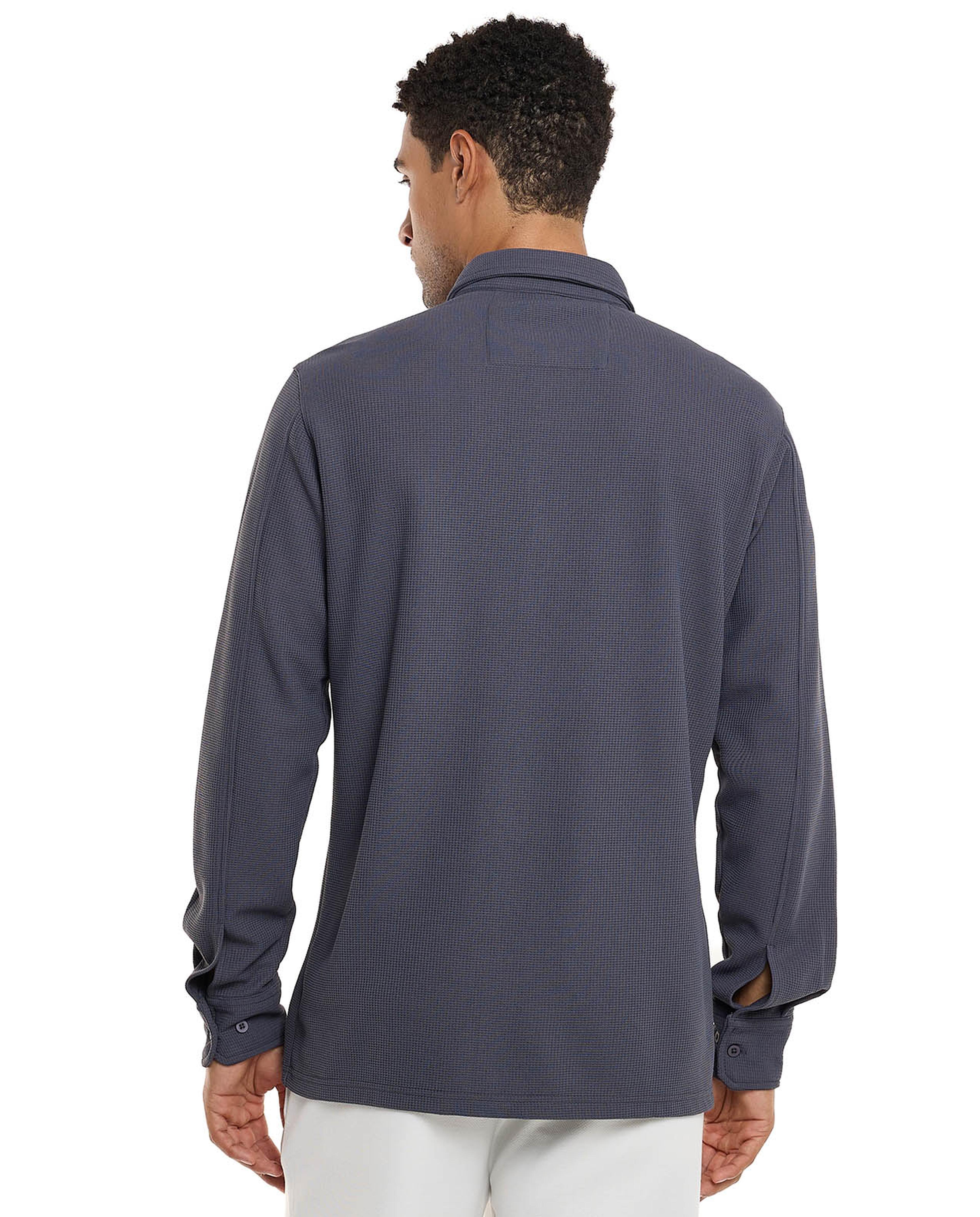 Solid Shirt with Classic Collar and Long Sleeves